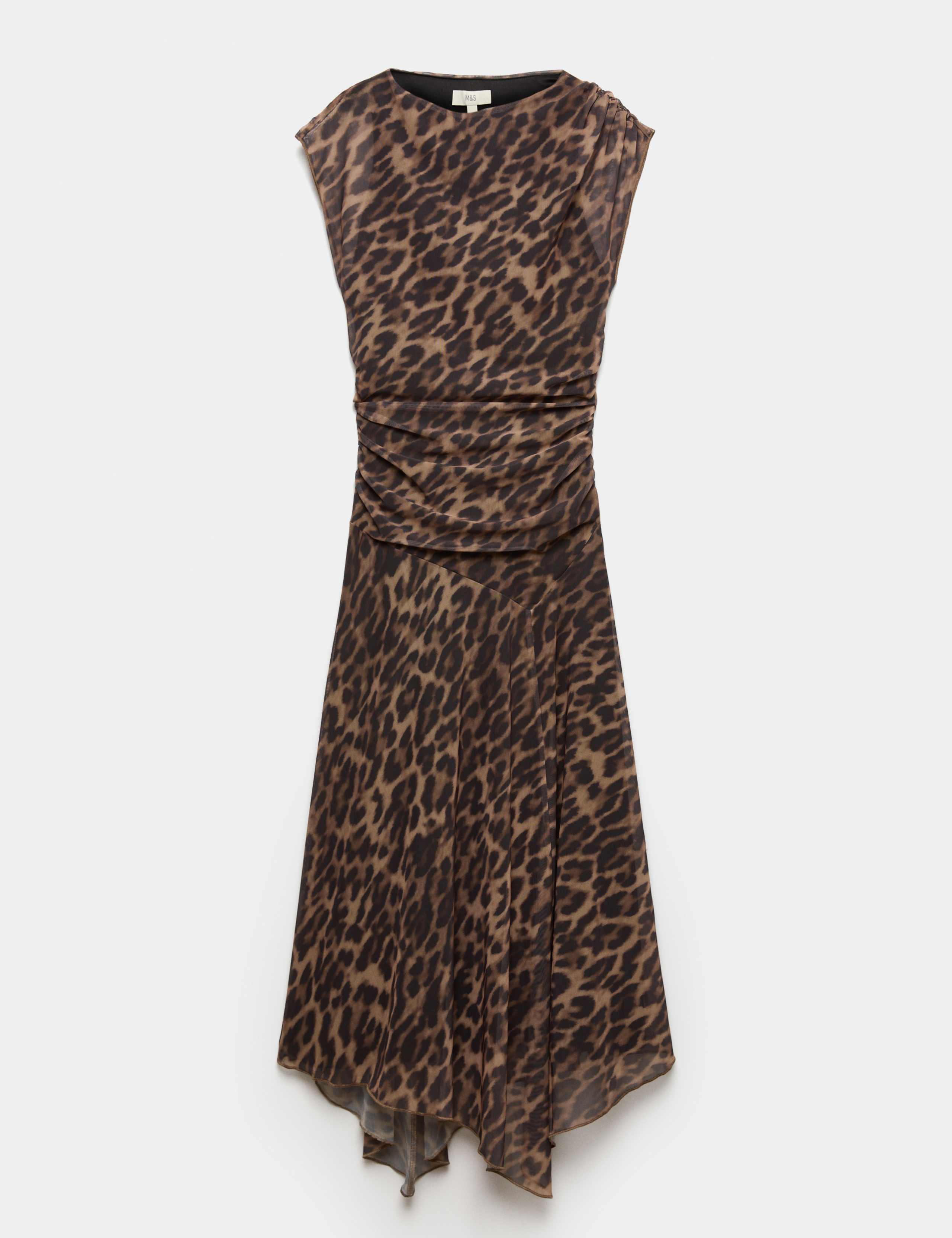Animal Print Mesh Draped Midi Waisted Dress 1 of 1