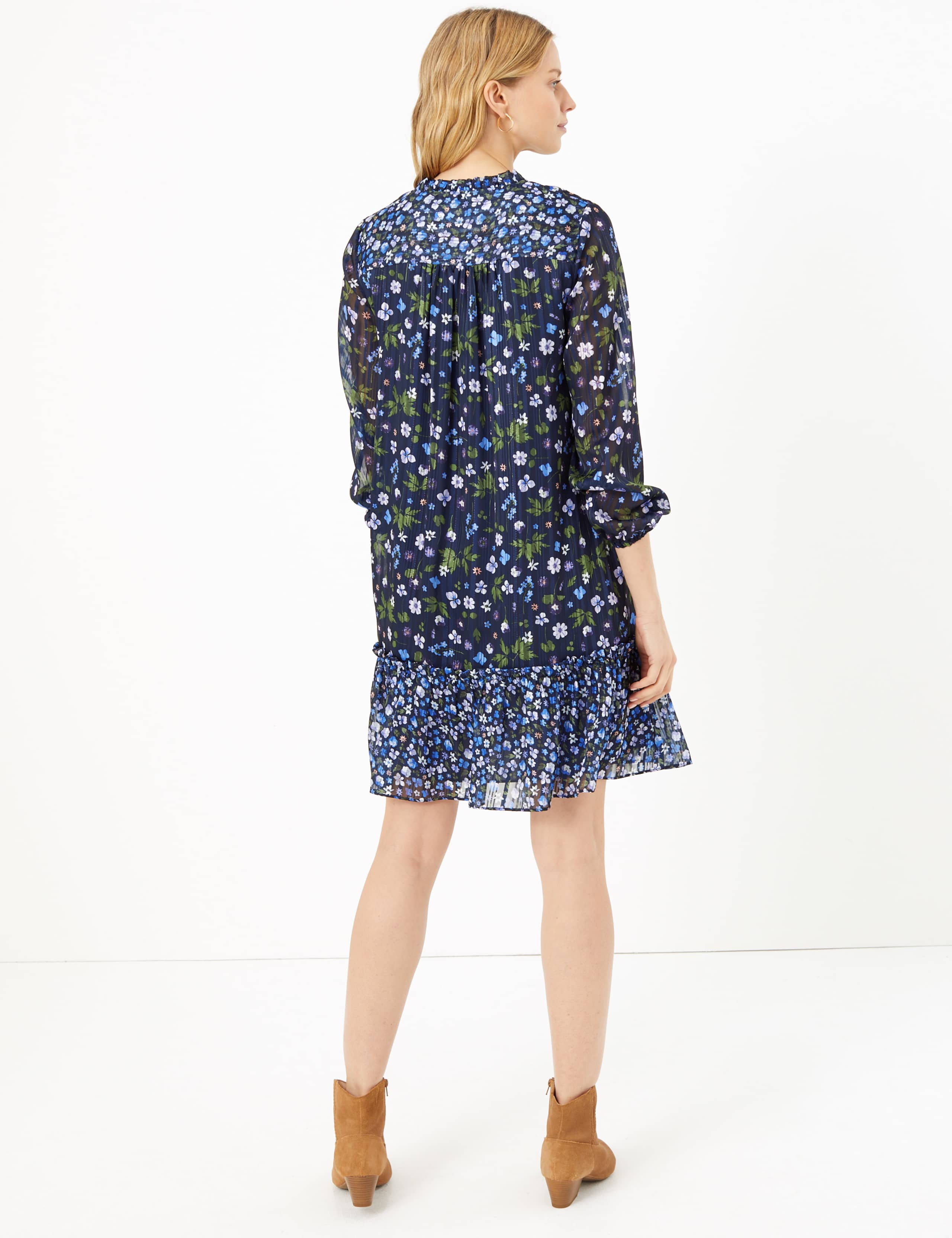 Chiffon Floral Mini Swing Dress 4 of 6