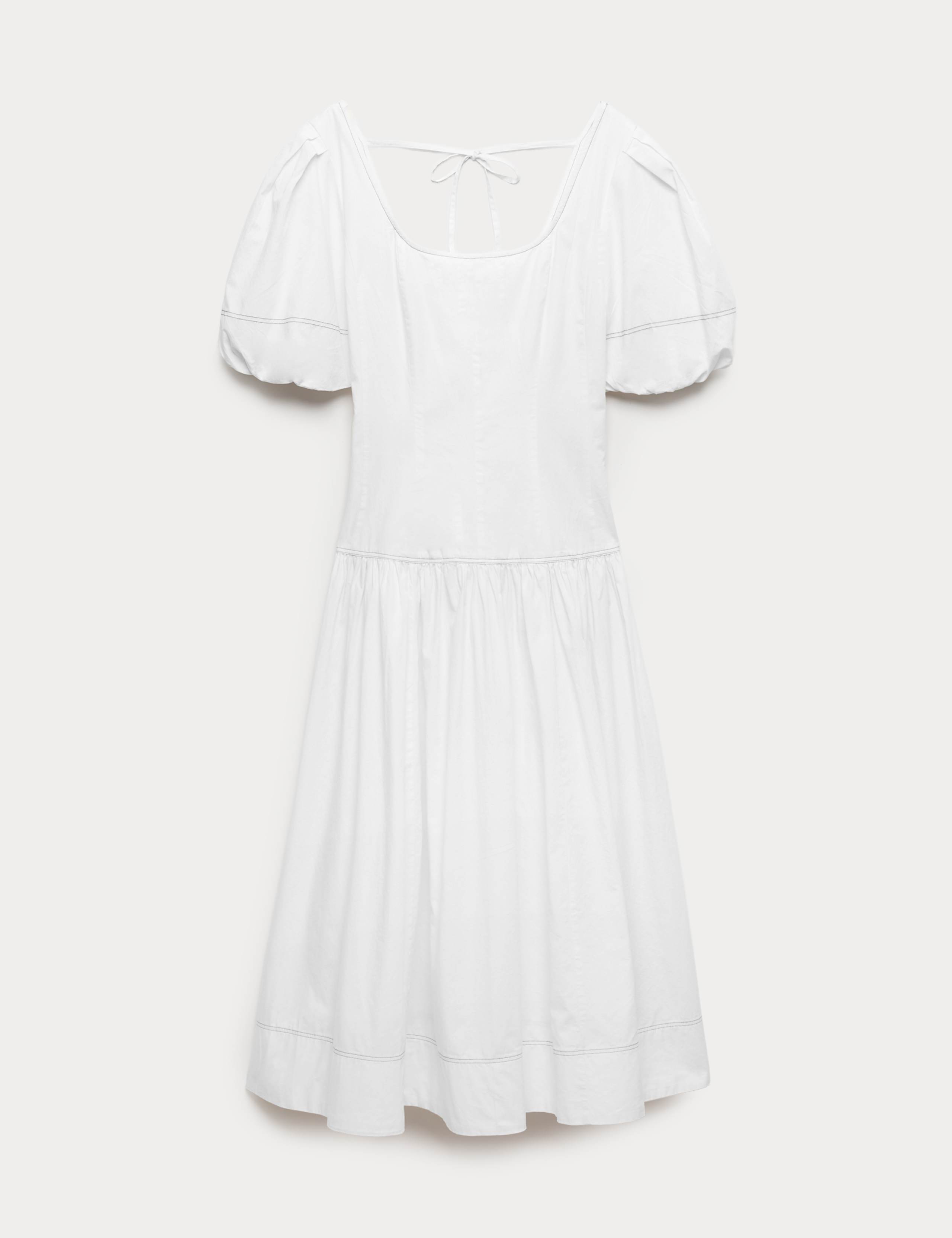 Pure Cotton Drop Waist Midi Waisted Dress 2 of 7