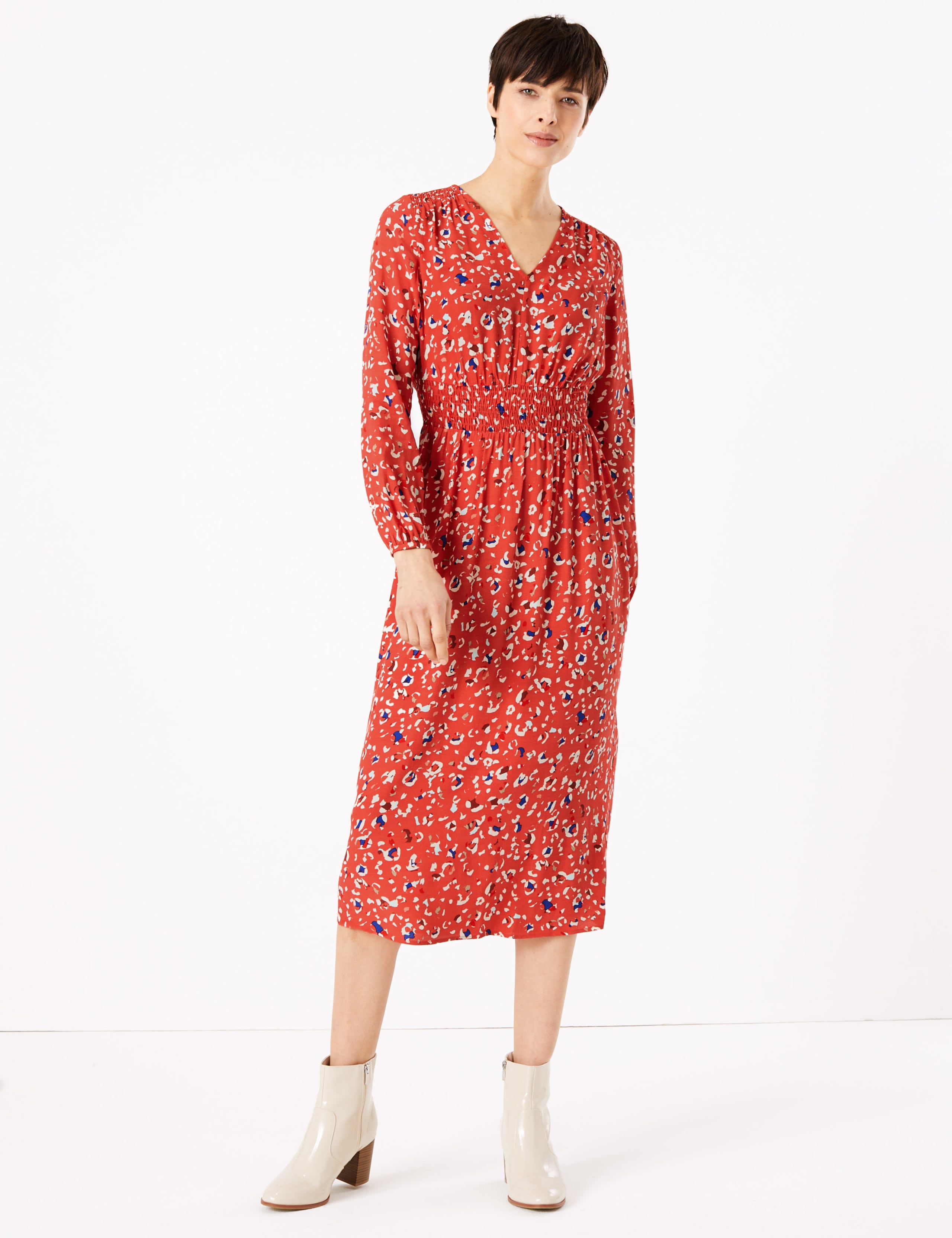 Animal Print Waisted Midi Dress 2 of 4