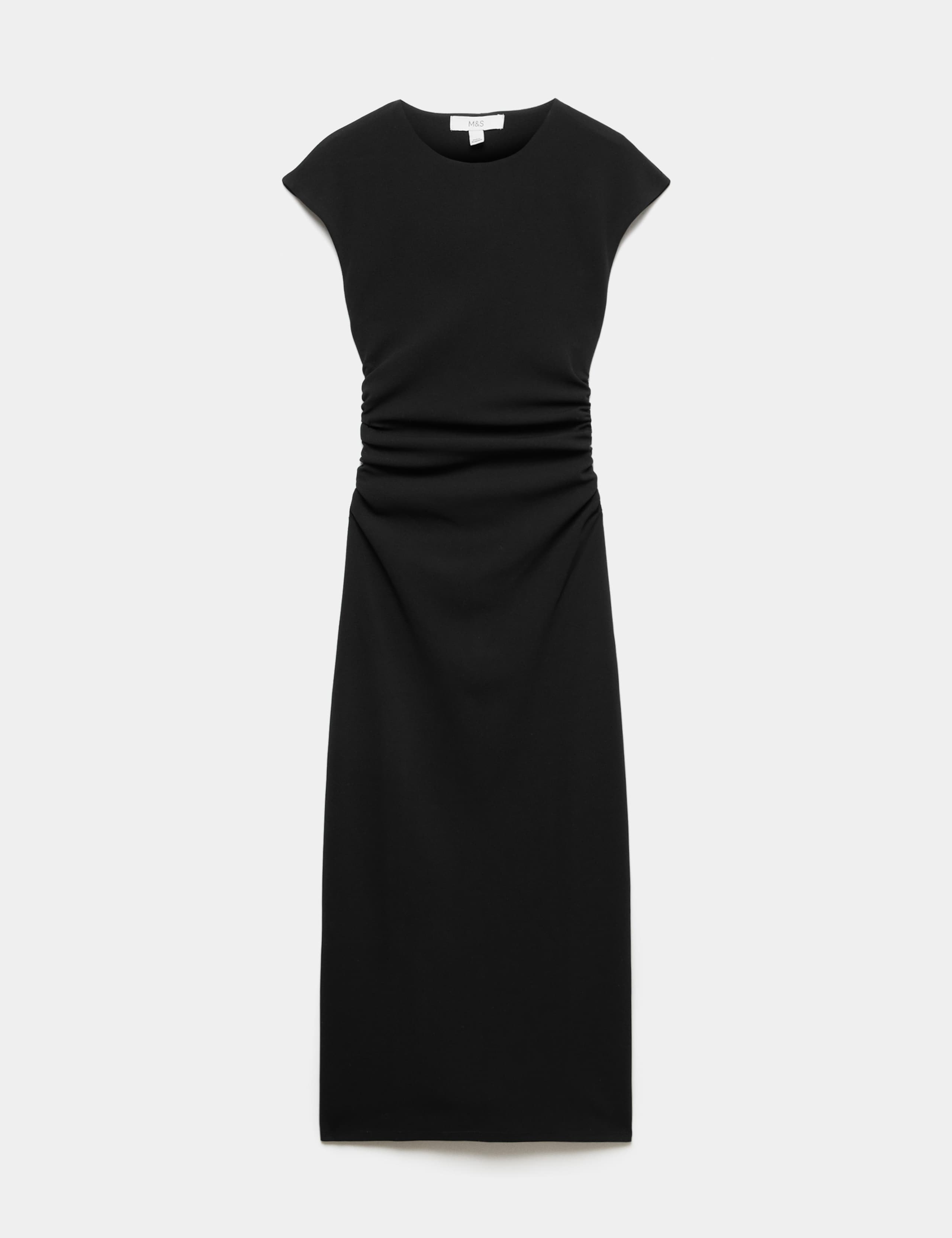 Jersey Ruched Crew Neck Midi Column Dress 2 of 6