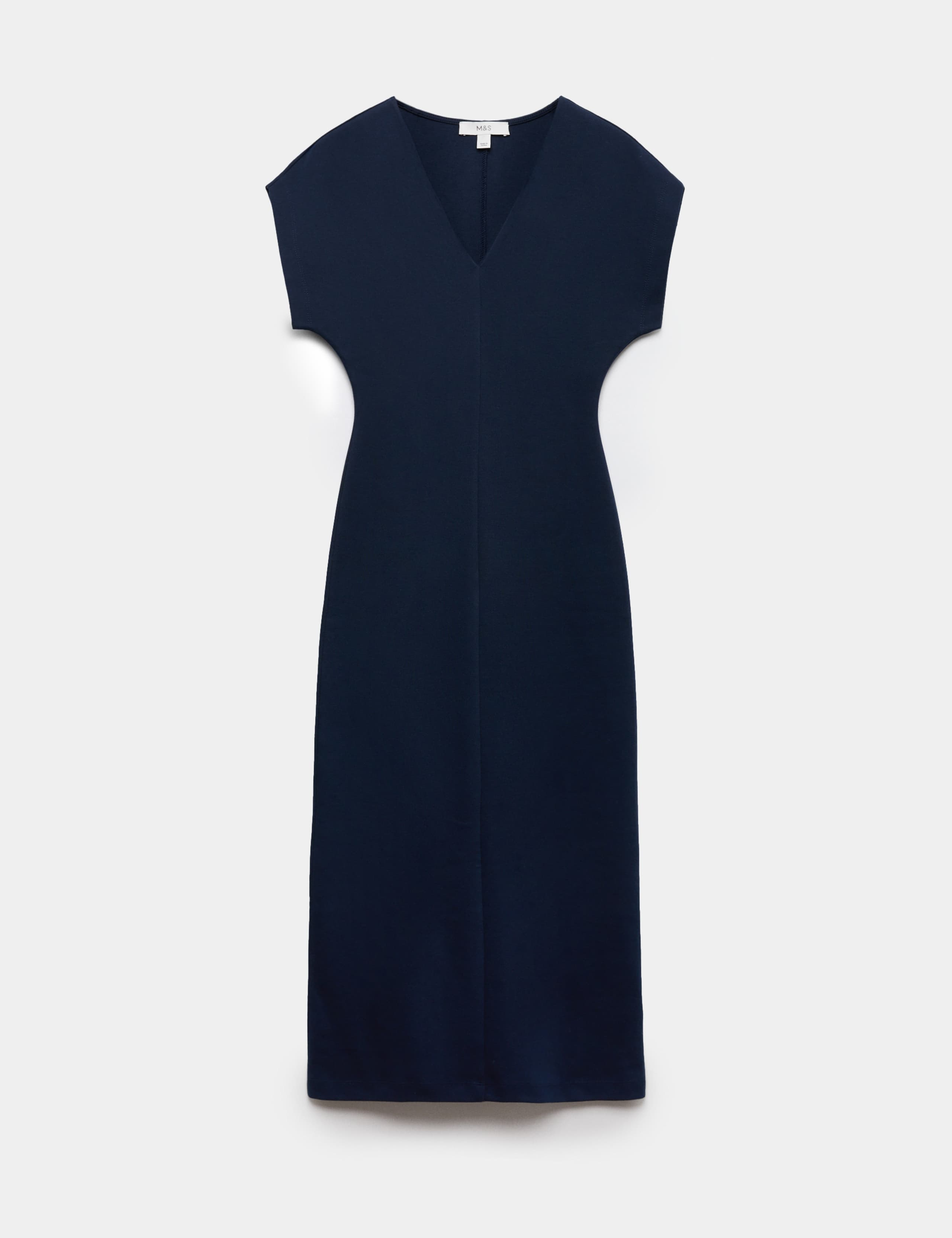 Cotton Rich V-Neck Midi Column Dress 2 of 6