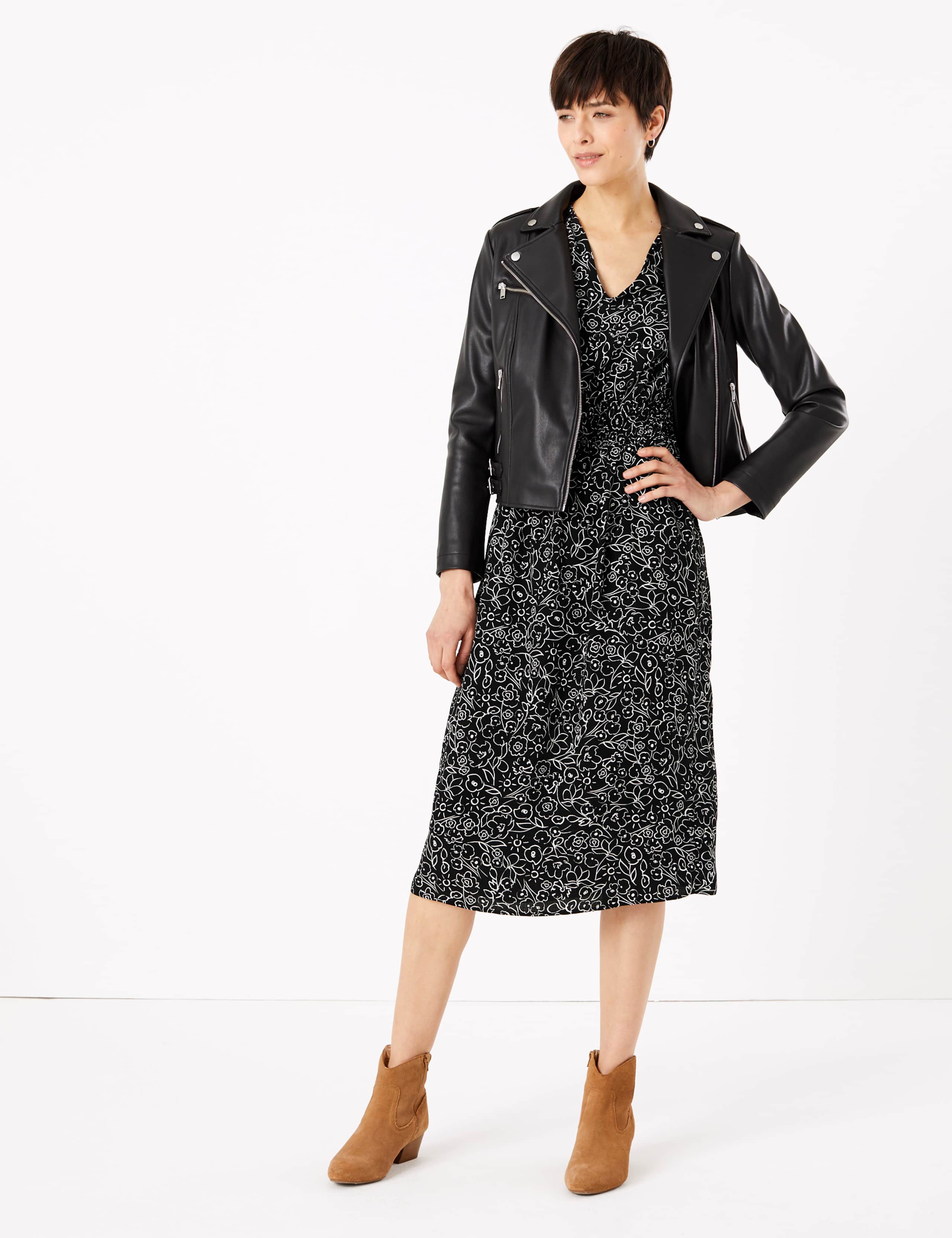 Floral Print Waisted Midi Dress 3 of 5