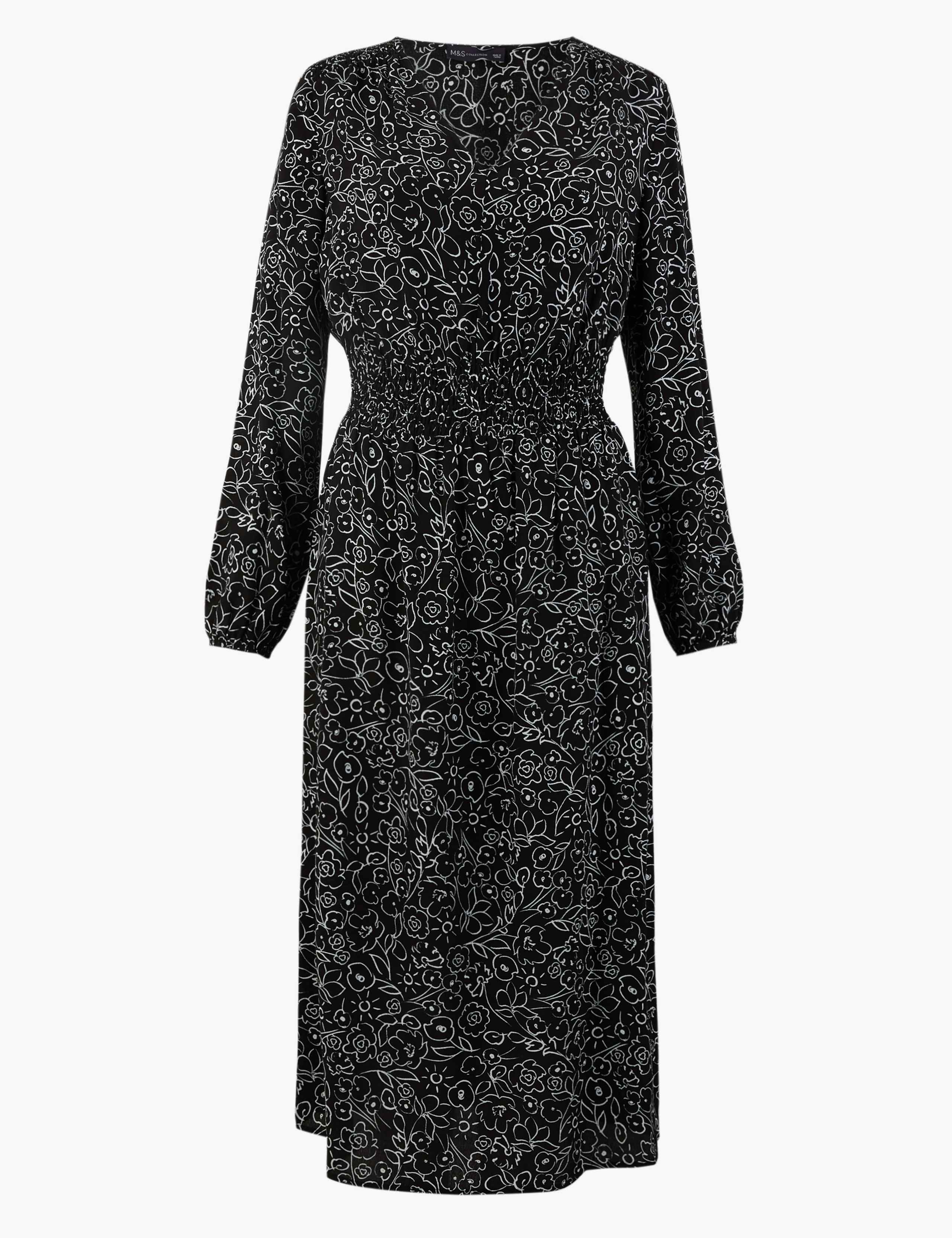 Floral Print Waisted Midi Dress 2 of 5