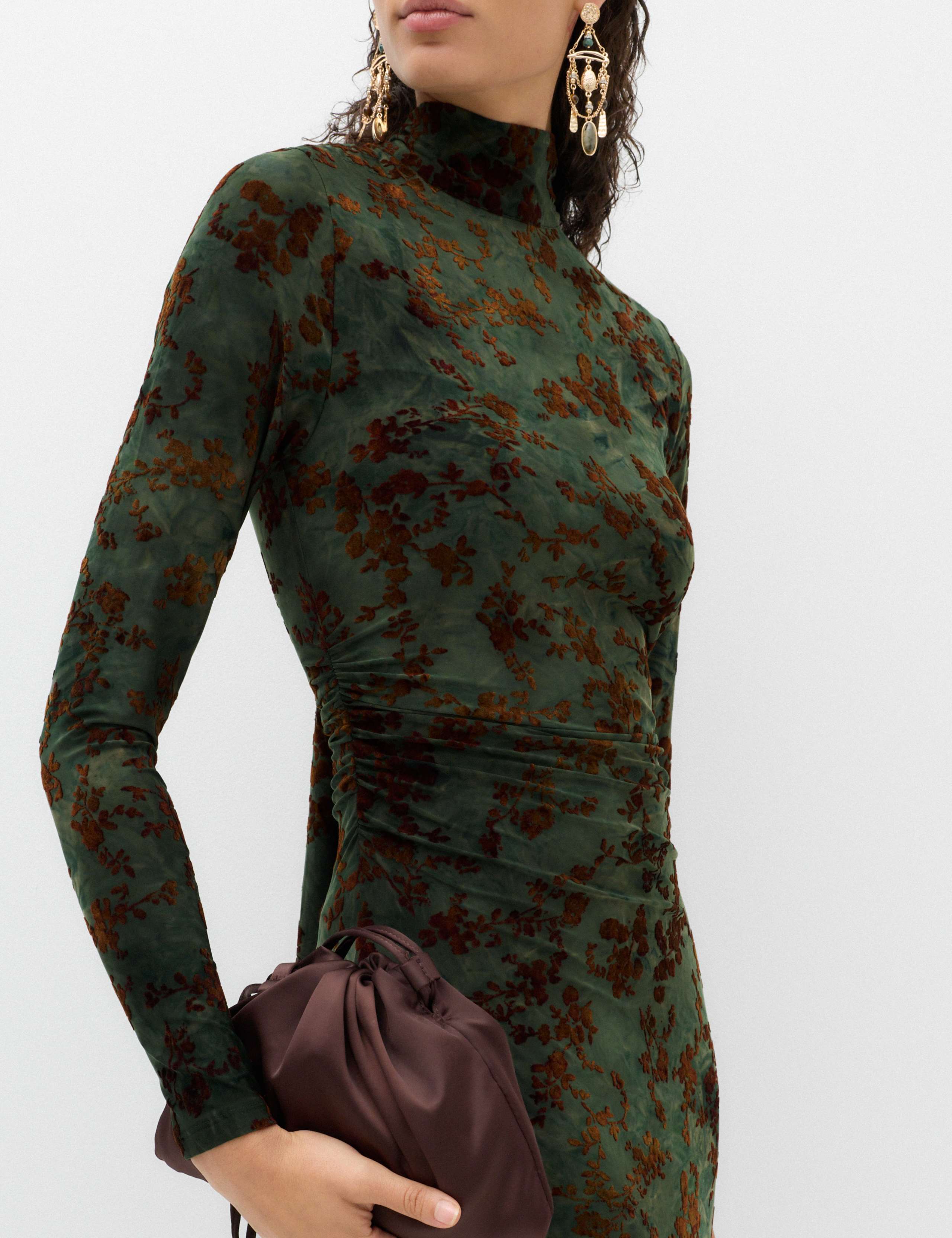 Floral Scarf Detail Midi Column Dress 4 of 6