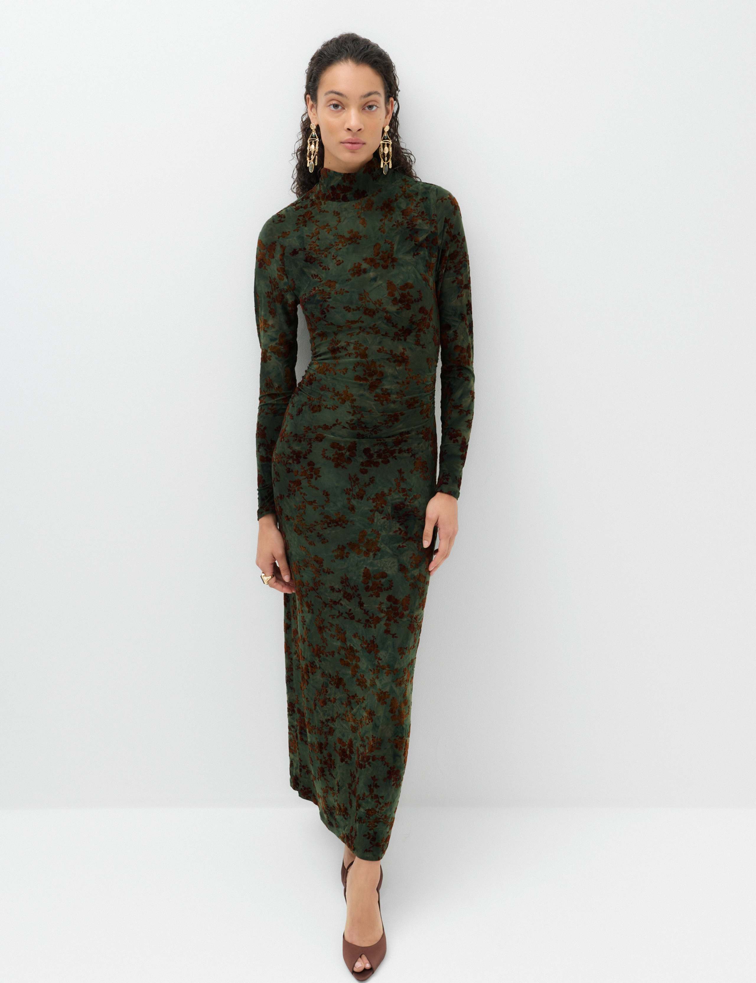 Floral Scarf Detail Midi Column Dress 6 of 6