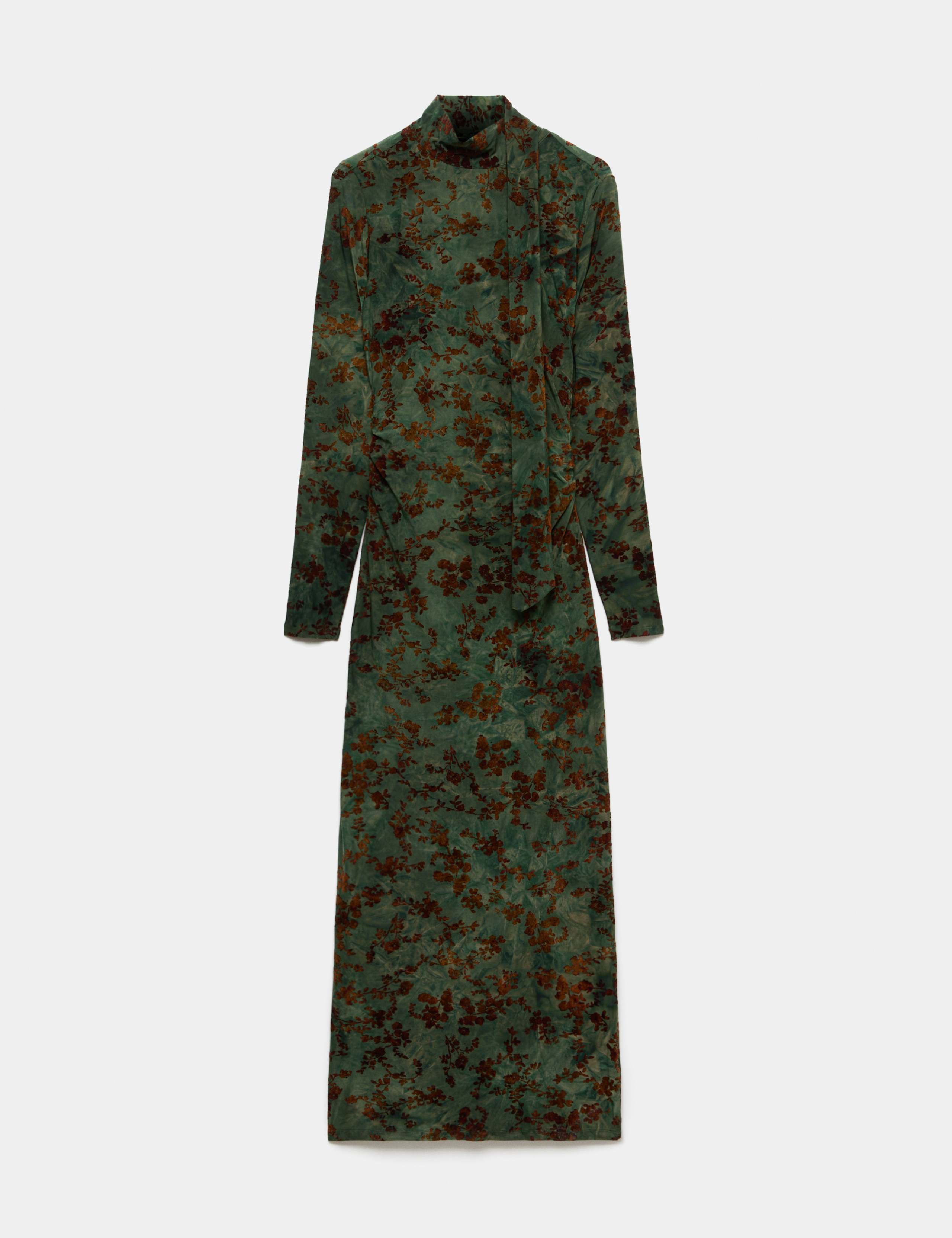 Floral Scarf Detail Midi Column Dress 2 of 6