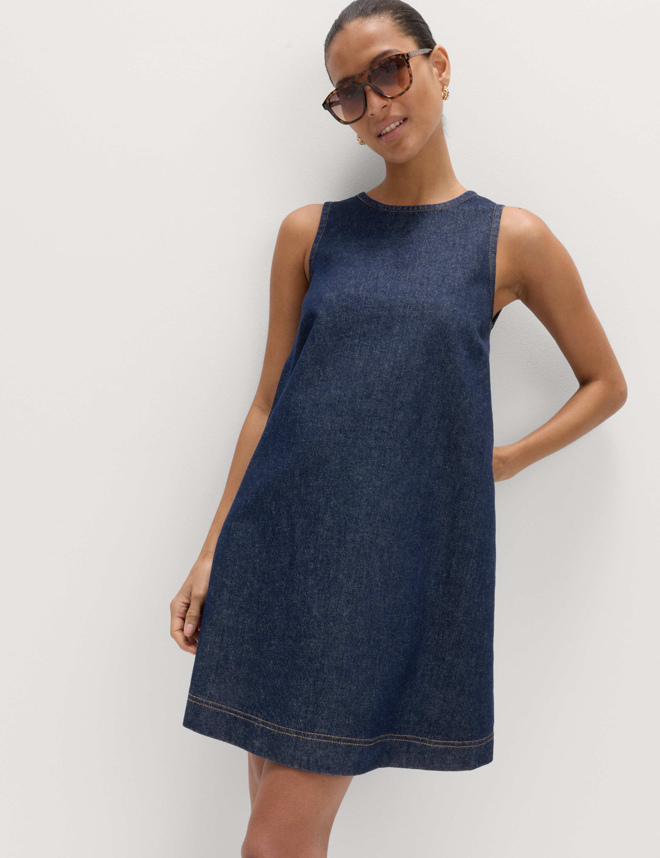 Denim Mini Swing Dress 4 of 6