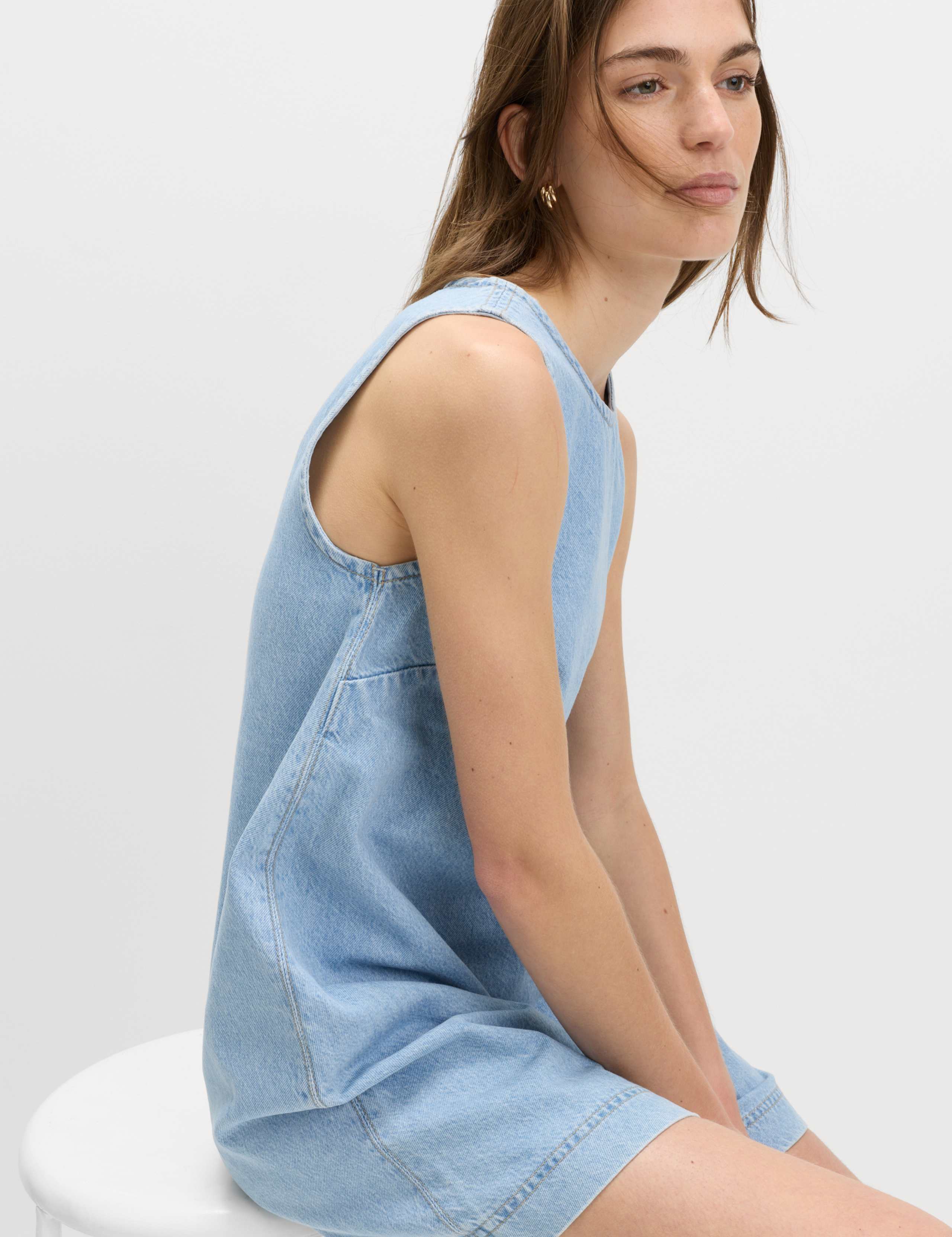 Denim Mini Swing Dress 3 of 6