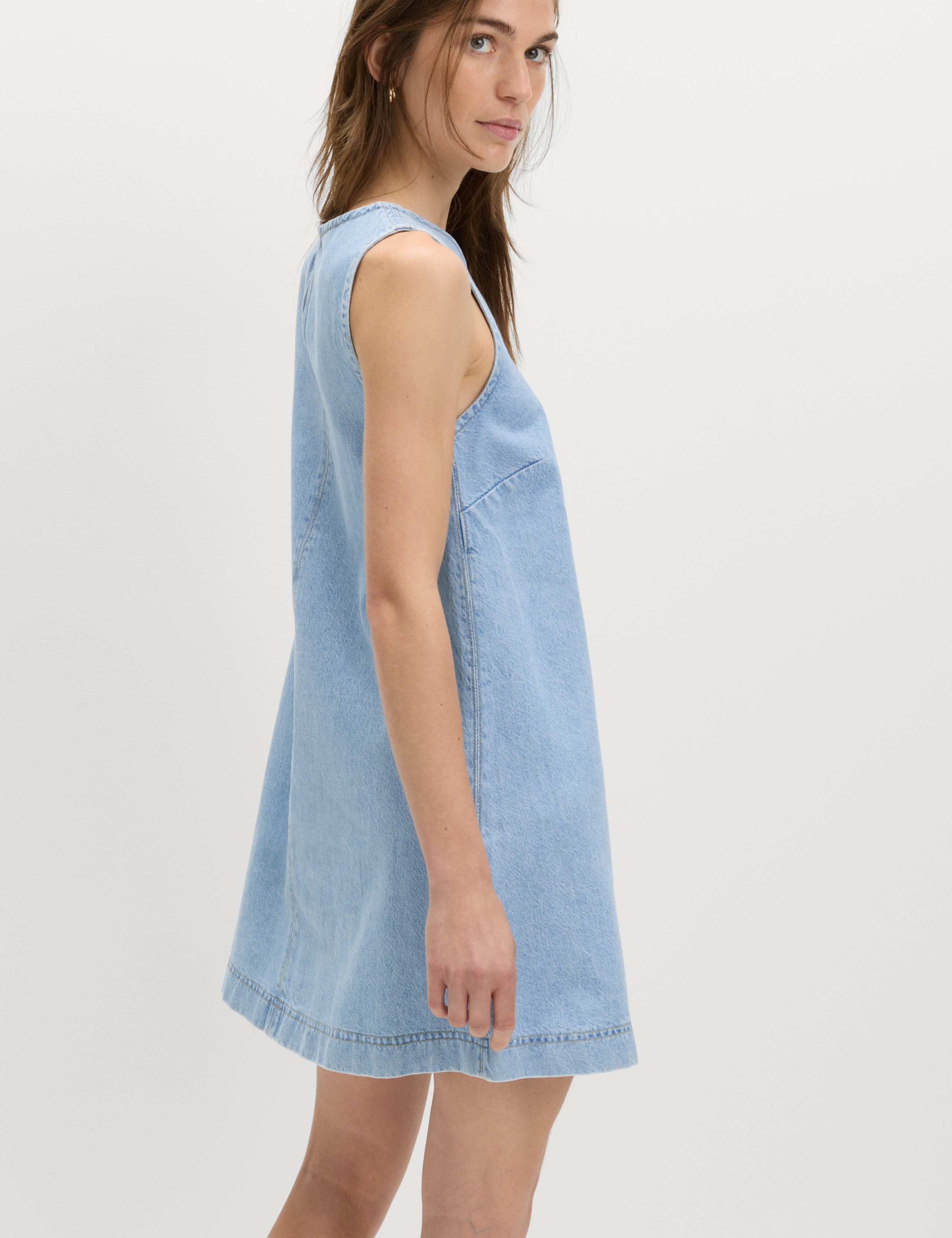 Denim Mini Swing Dress 4 of 6
