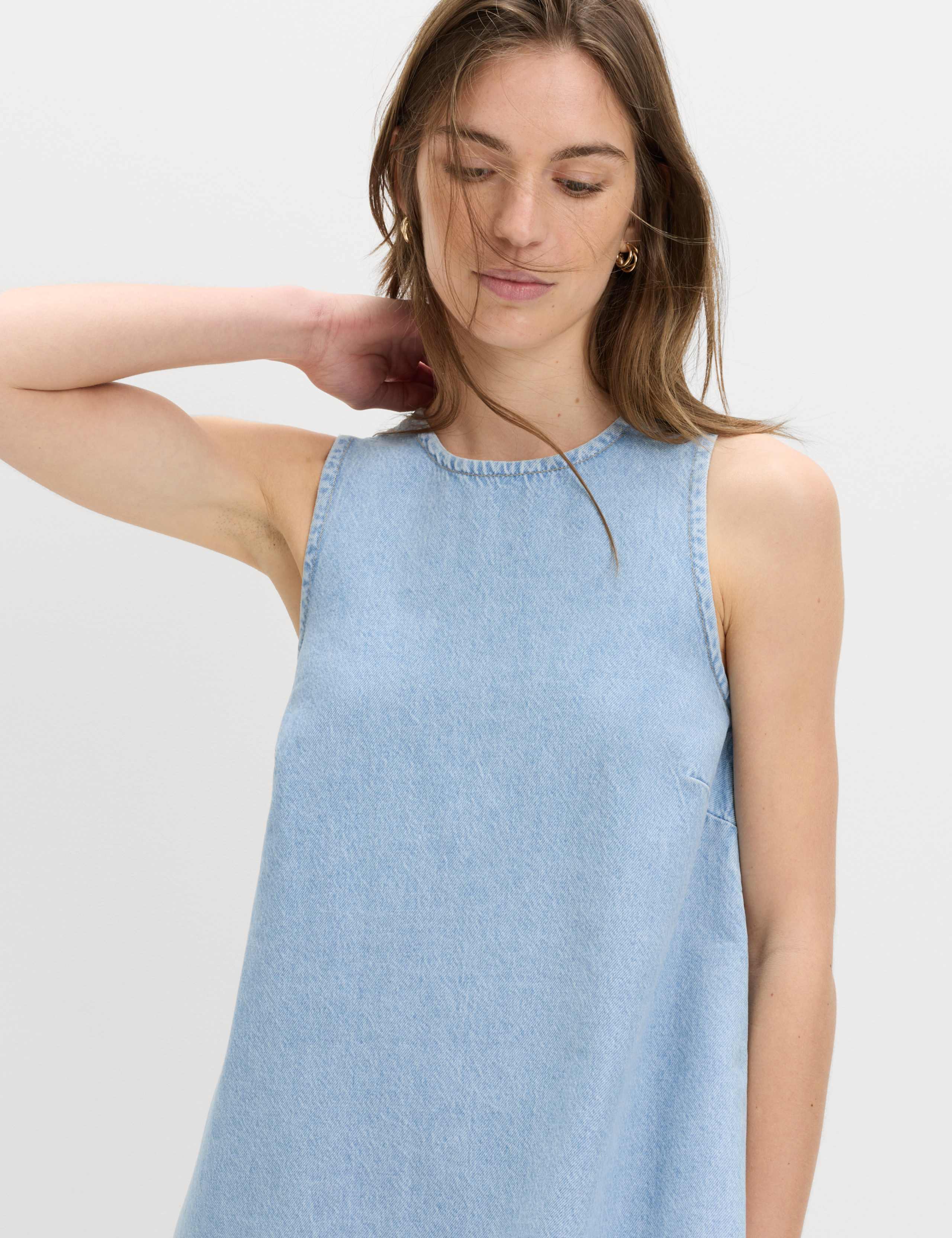 Denim Mini Swing Dress 6 of 6