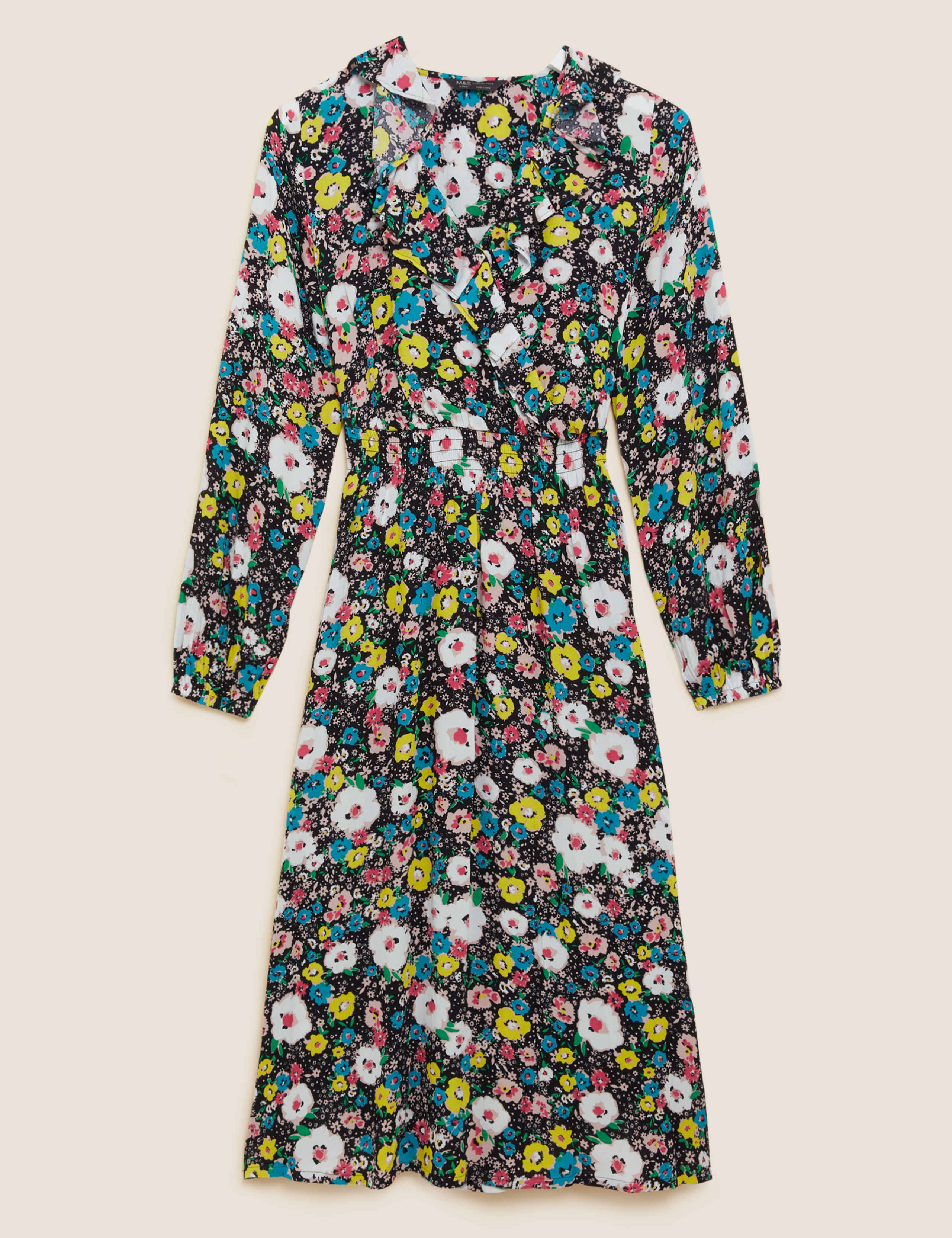 Ditsy Floral V-Neck Midi Waisted Dress 2 of 7