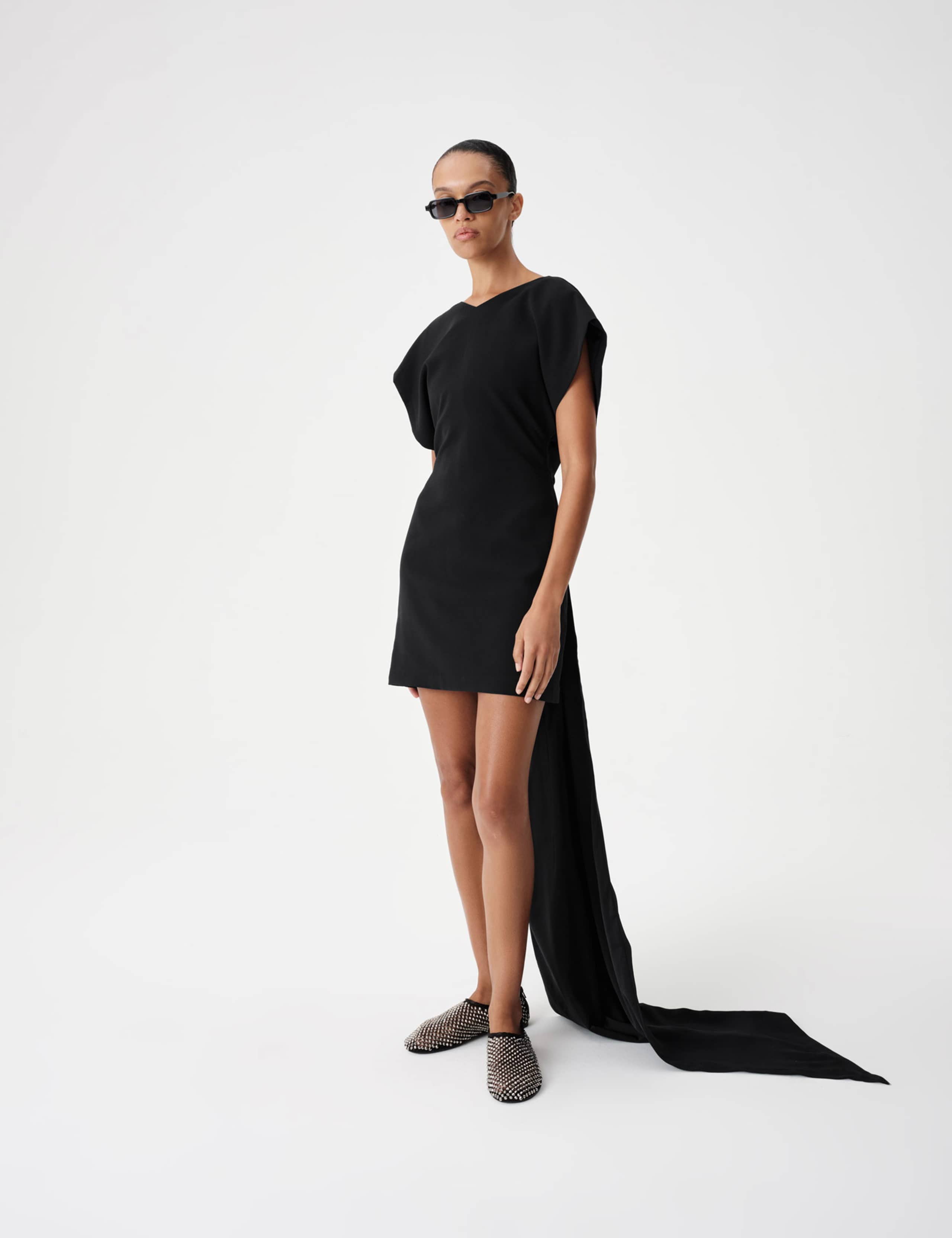 Satin Trail Back Mini Dress 4 of 8