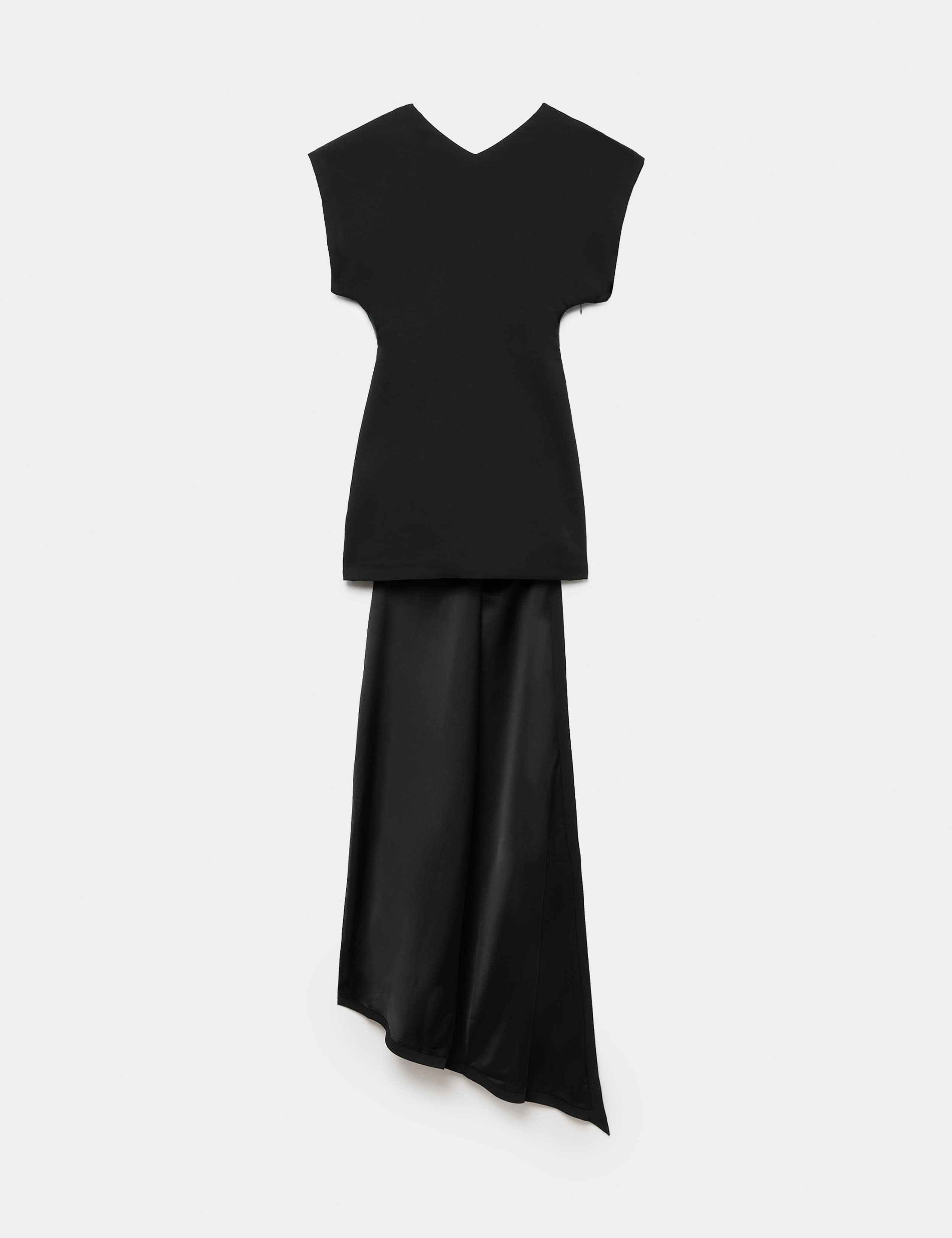 Satin V-Neck Trail Midi Shift Dress 2 of 7