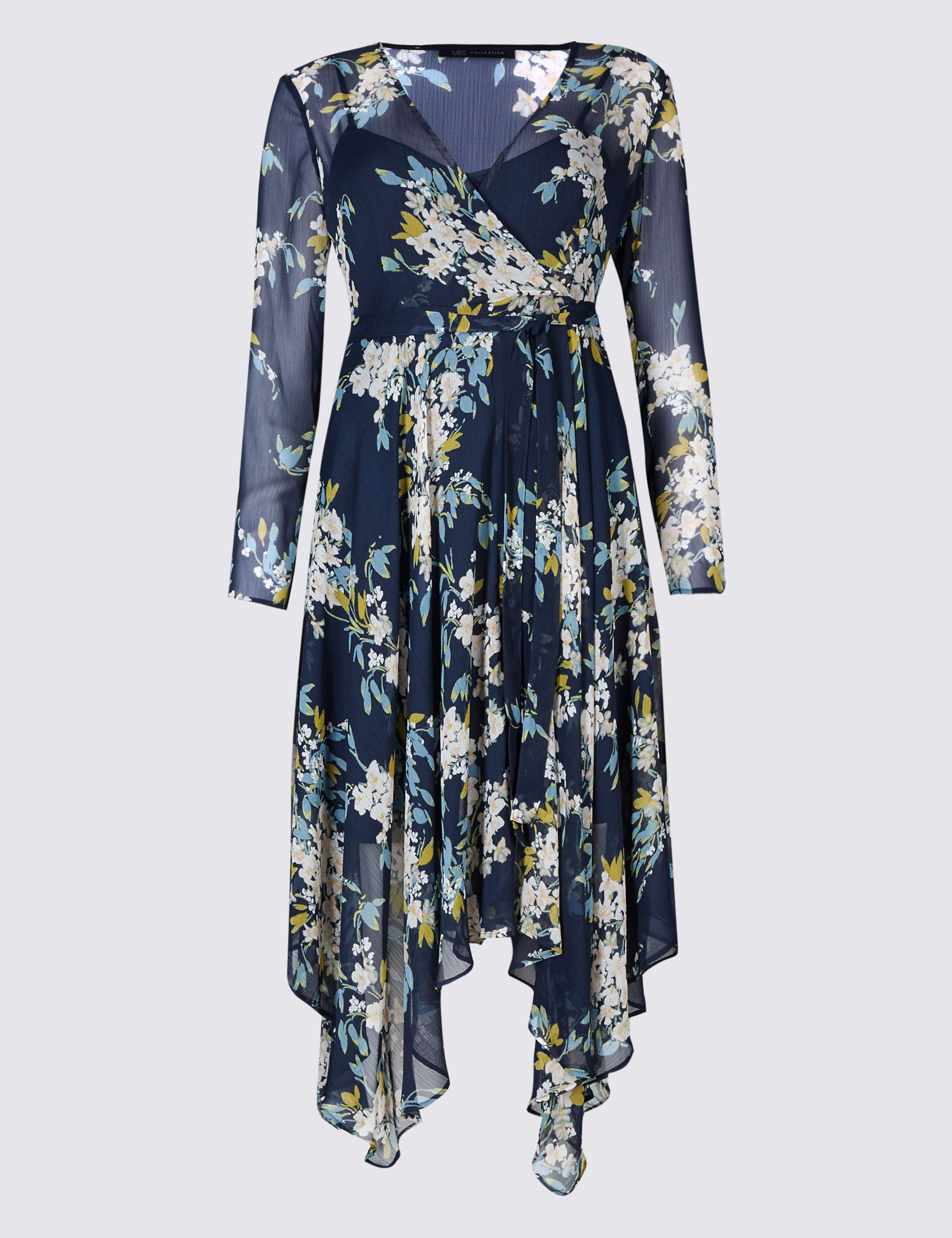Floral Print Hanky Hem Midi Dress 2 of 5
