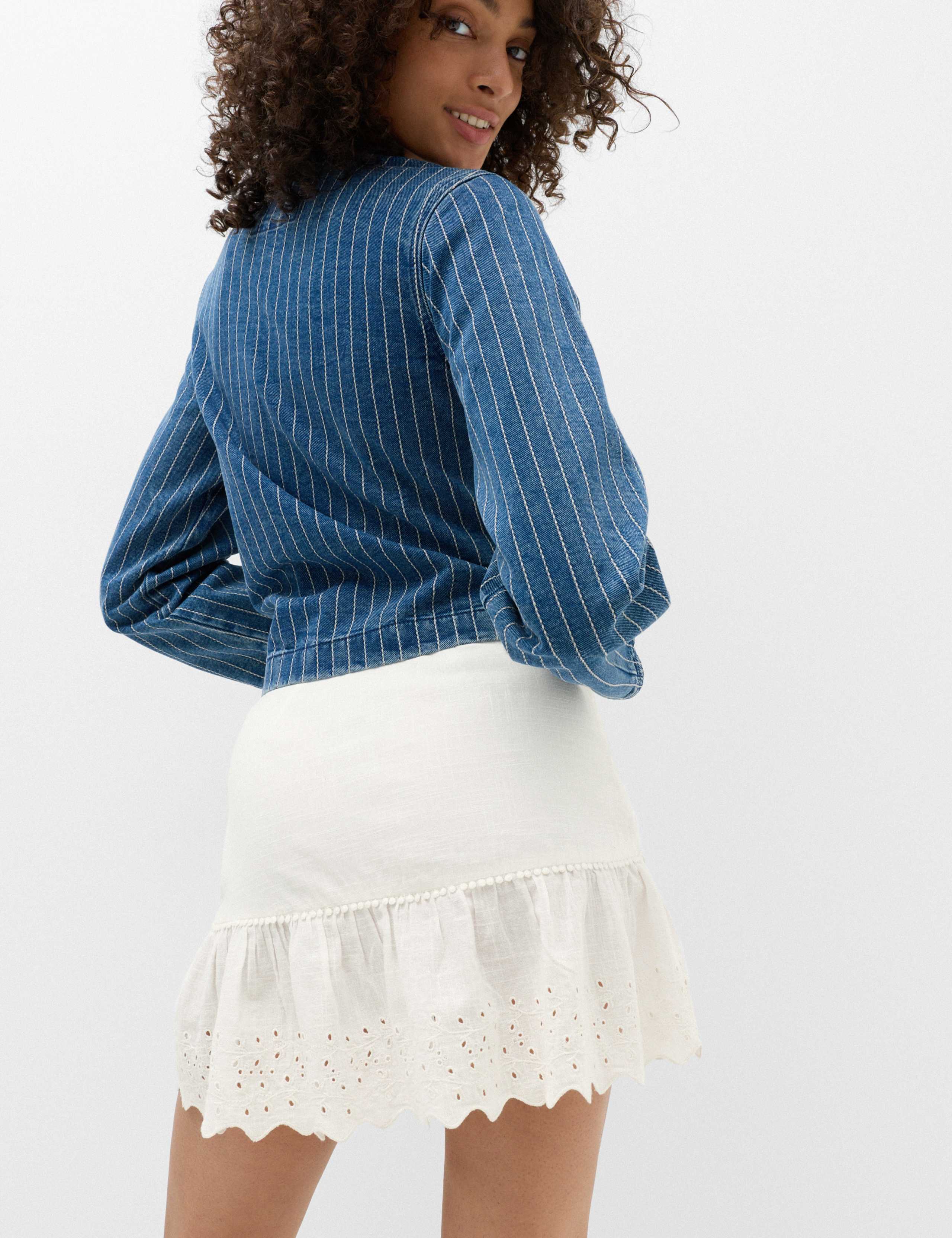 Pure Cotton Broderie Mini Skater Skirt 4 of 6