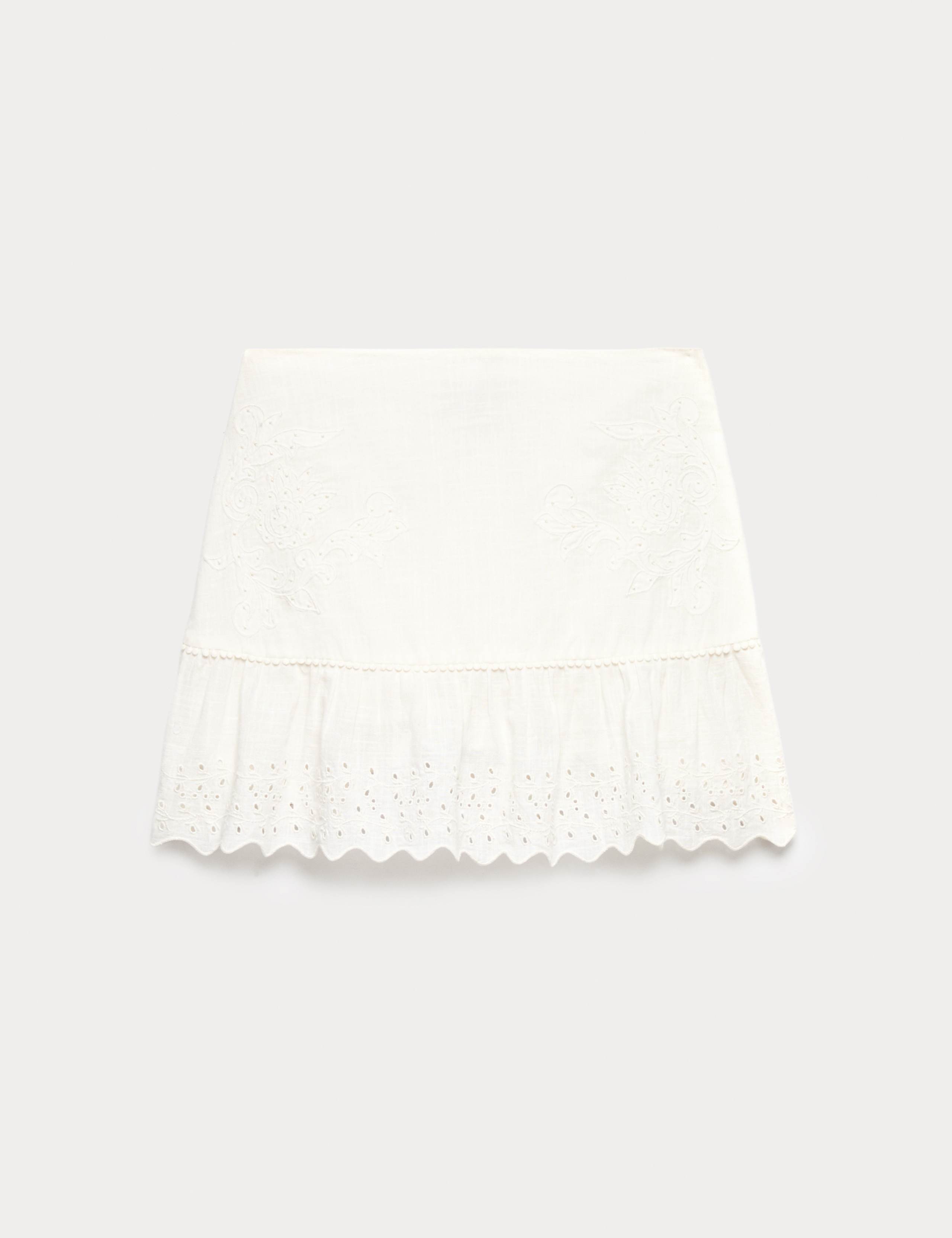 Pure Cotton Broderie Mini Skater Skirt 2 of 6