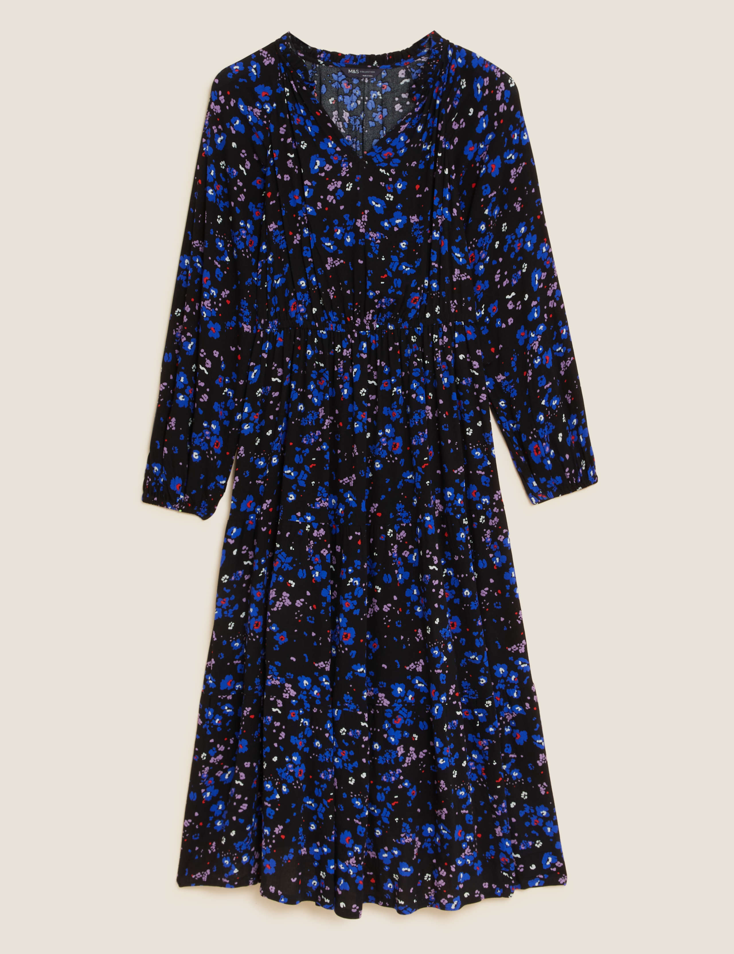 Floral V-Neck Midi Waisted Dress 2 of 5