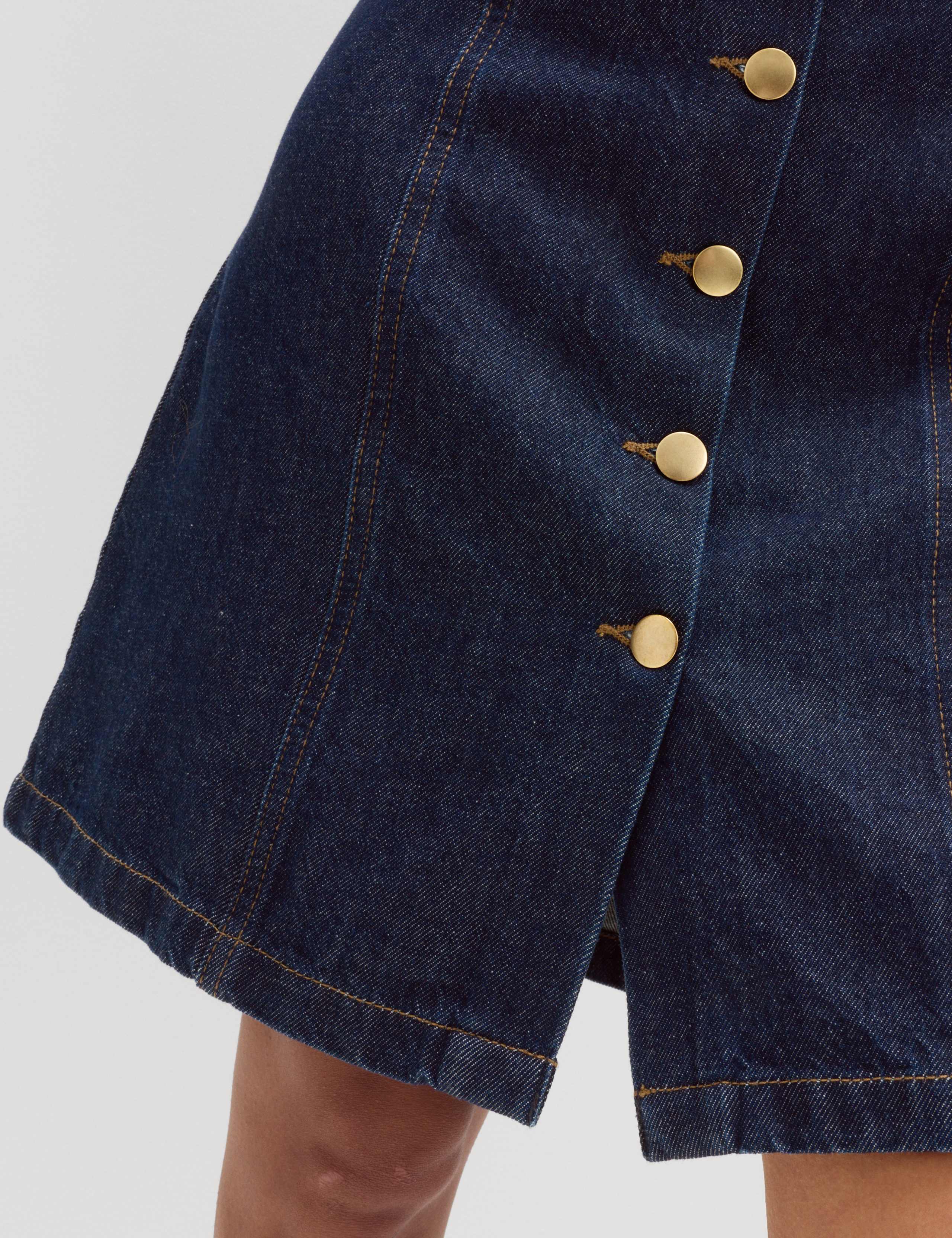 Denim Button Through Strappy Mini Shift Dress 3 of 6