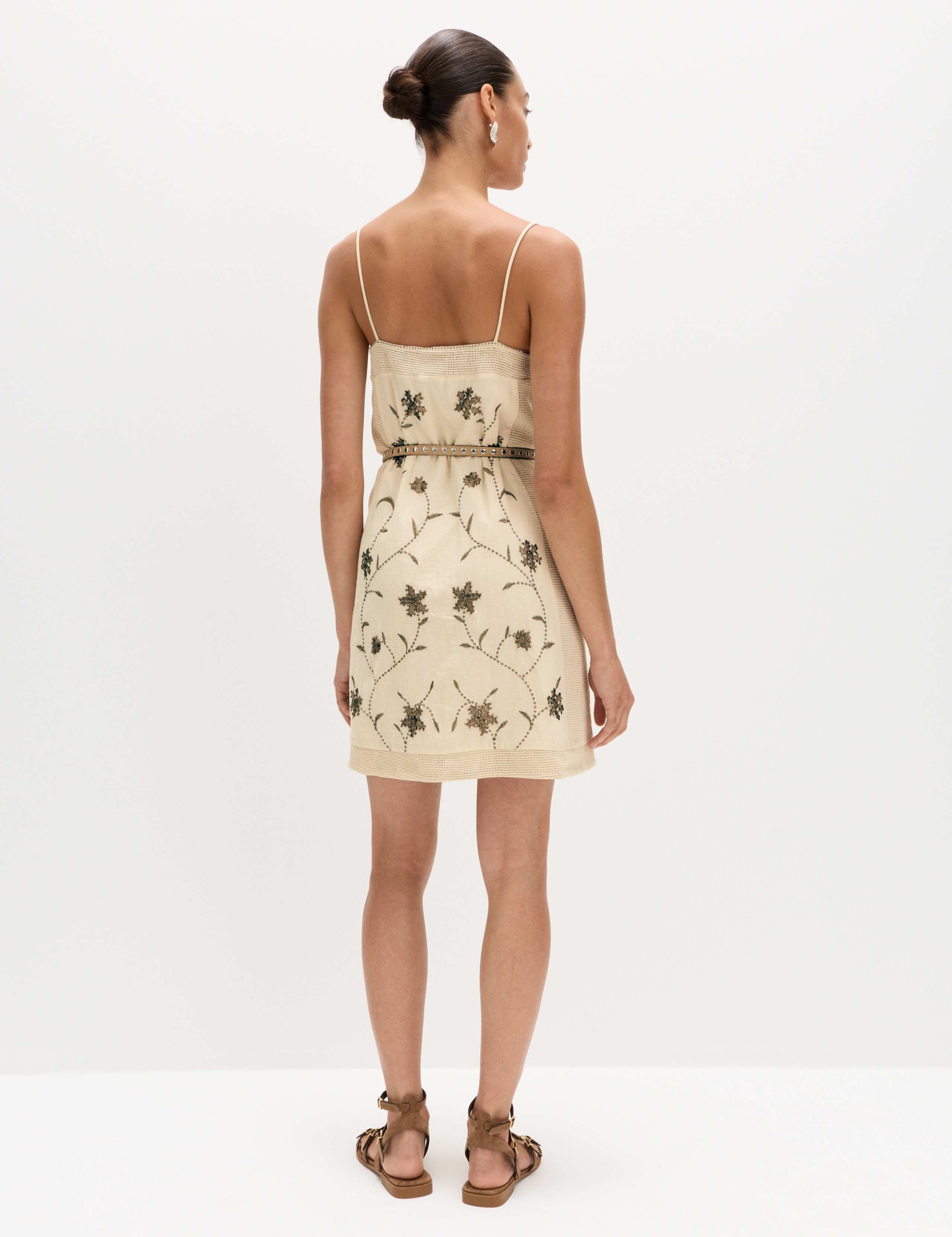Pure Cotton Embellished V-Neck Mini Cami Dress 3 of 5