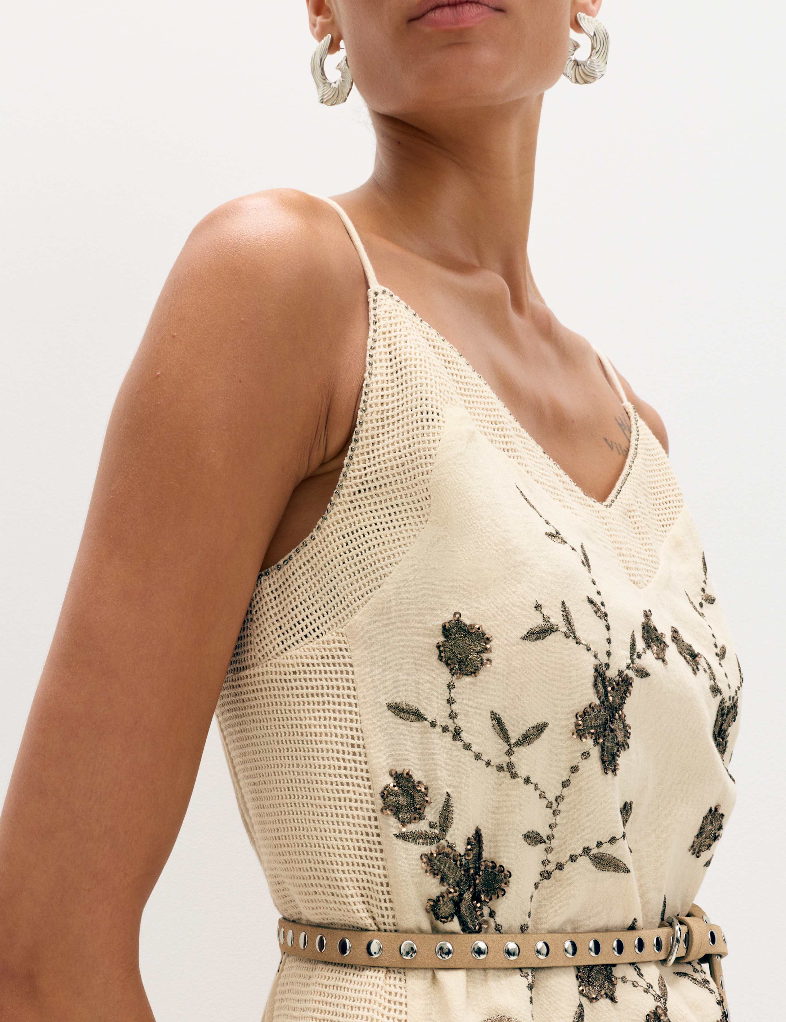 Pure Cotton Embellished V-Neck Mini Cami Dress 4 of 5
