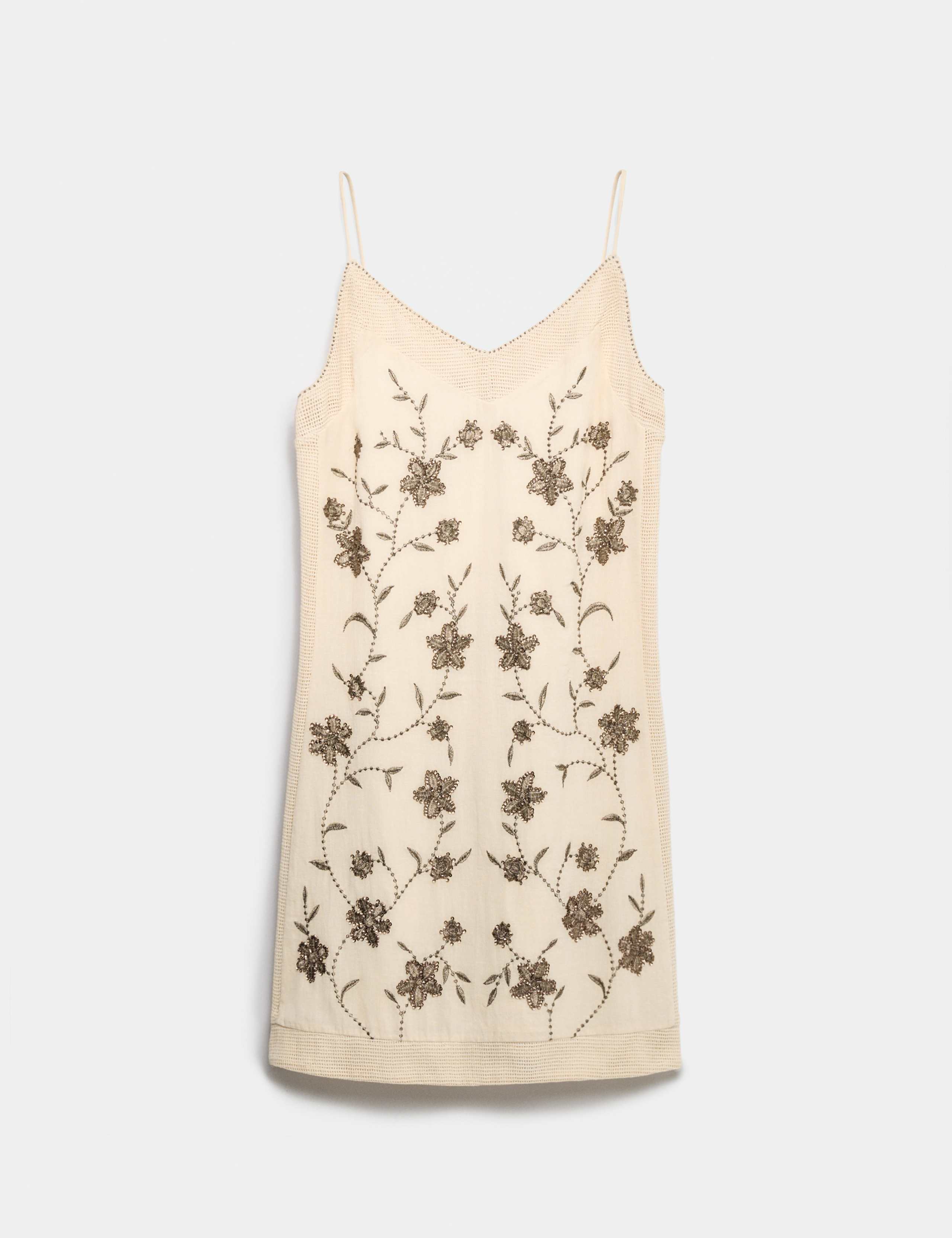 Pure Cotton Embellished V-Neck Mini Cami Dress 2 of 5
