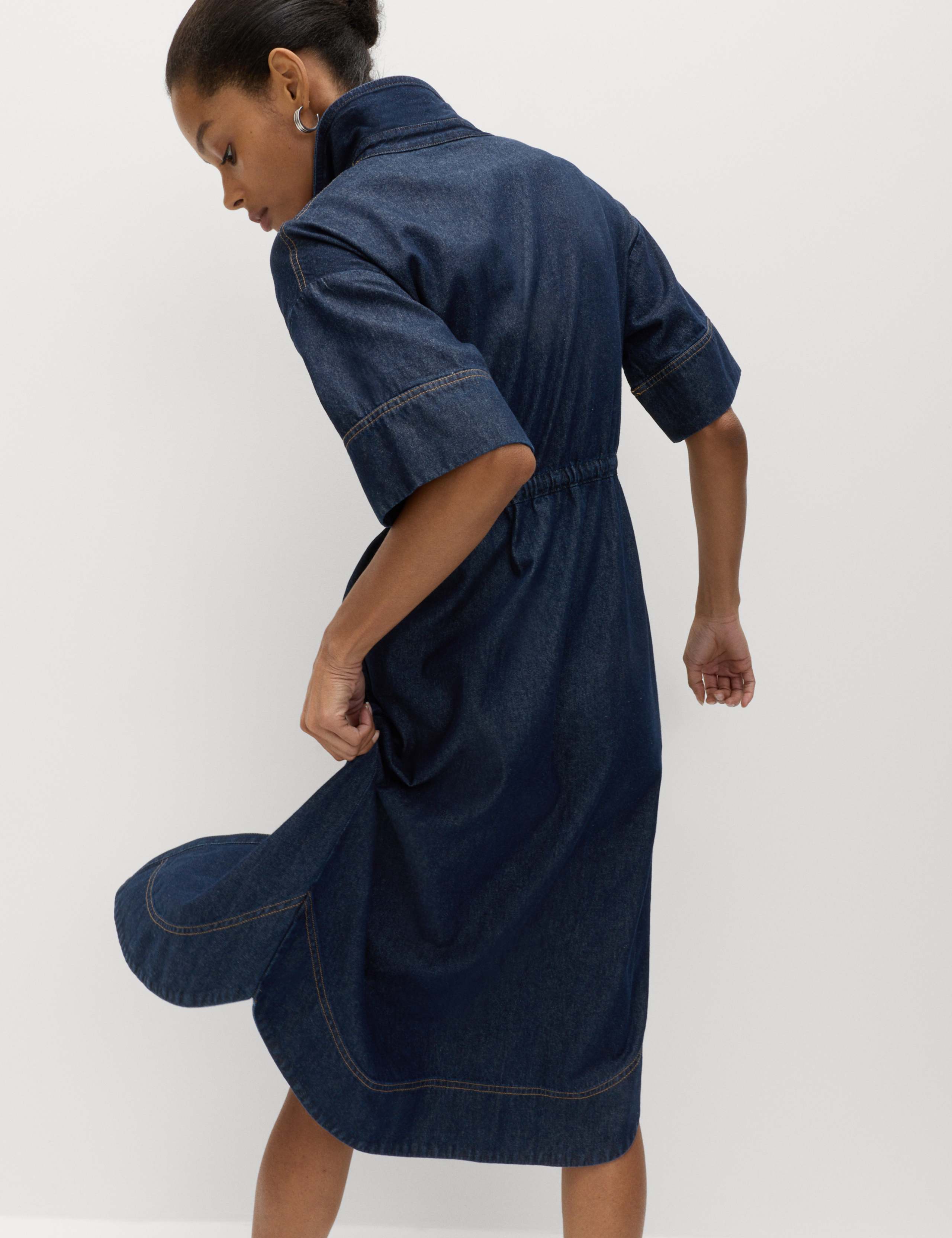 Pure Cotton Denim Midi Shirt Dress 5 of 6