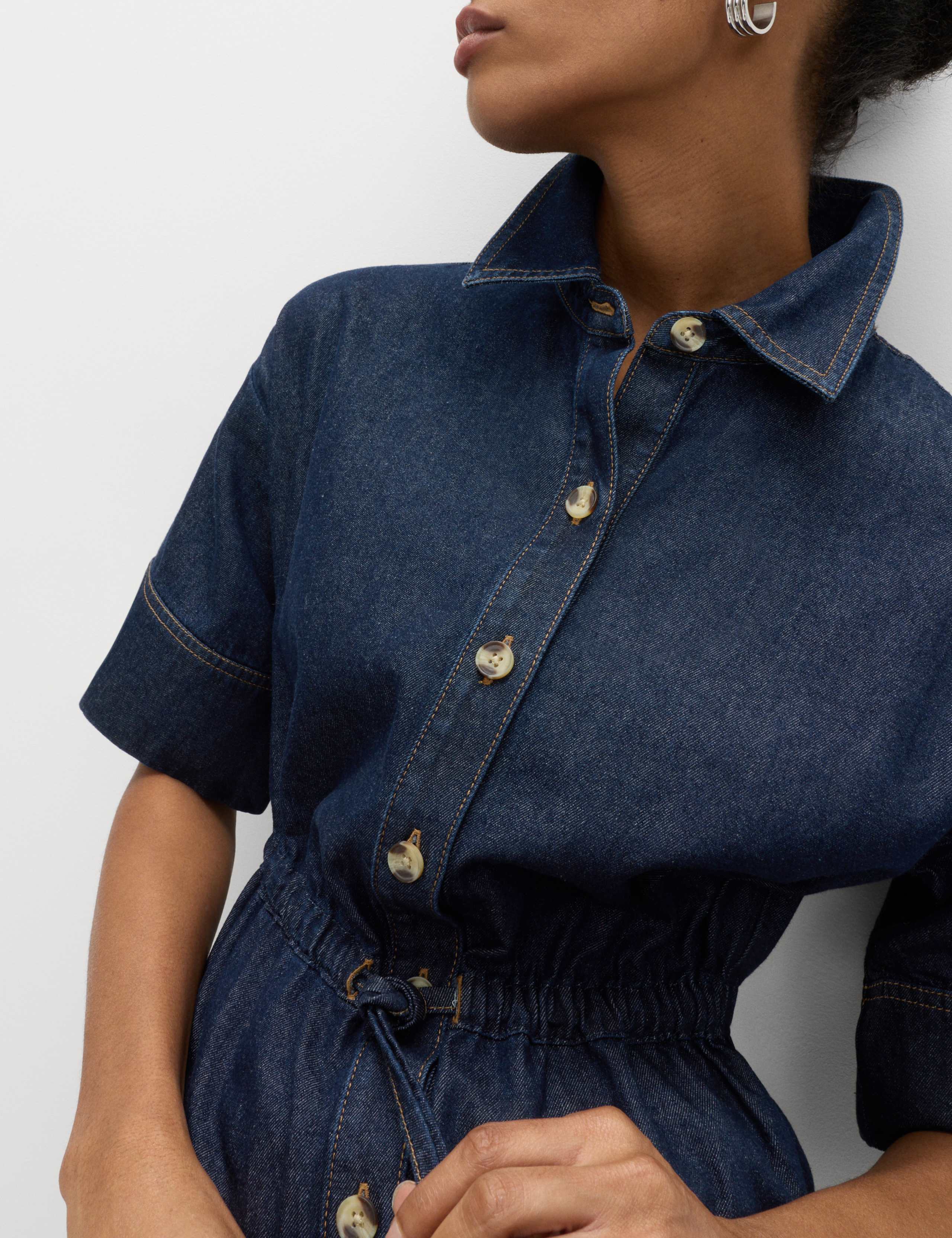 Pure Cotton Denim Midi Shirt Dress 6 of 6