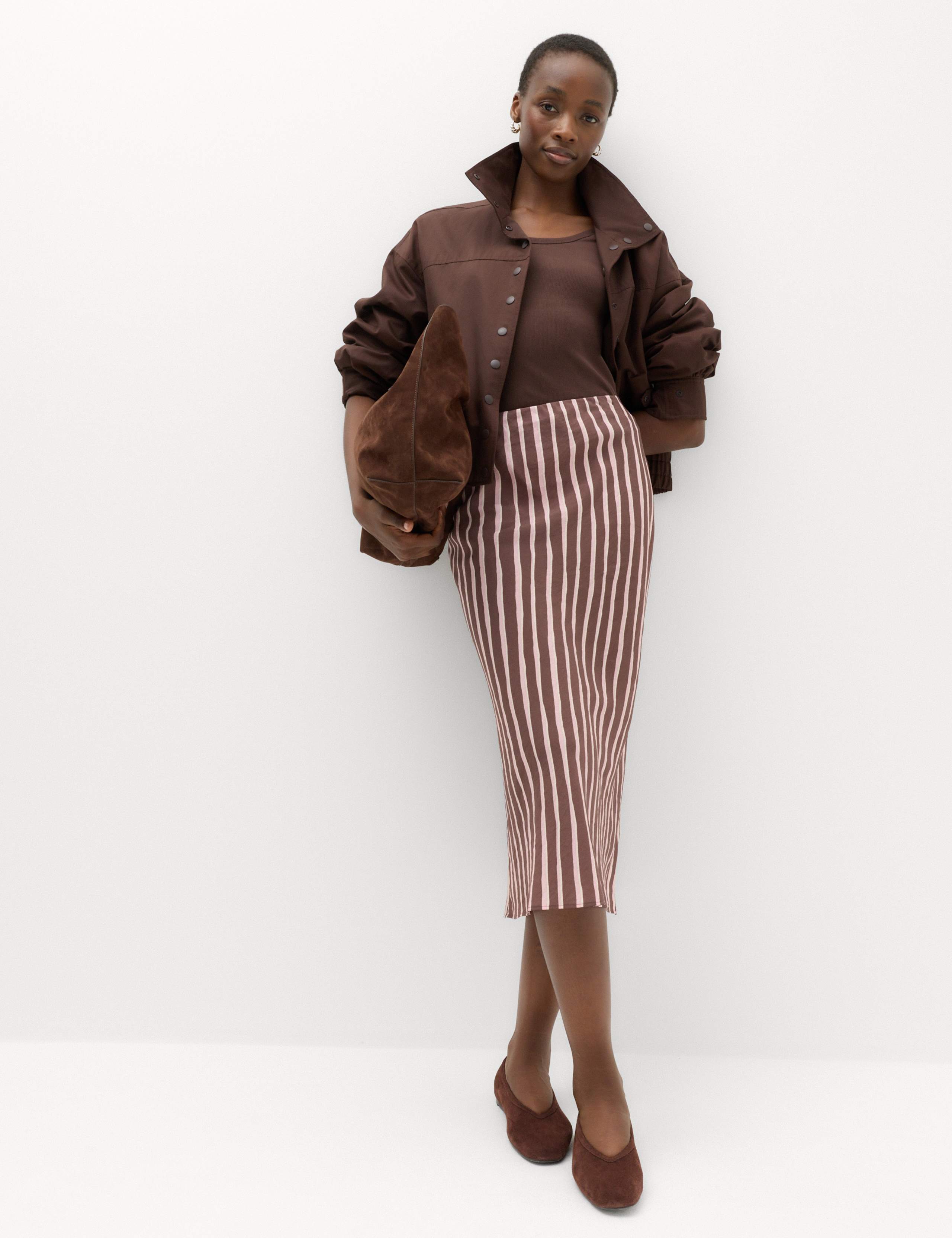Striped Midi Straight Column Skirt 1 of 5