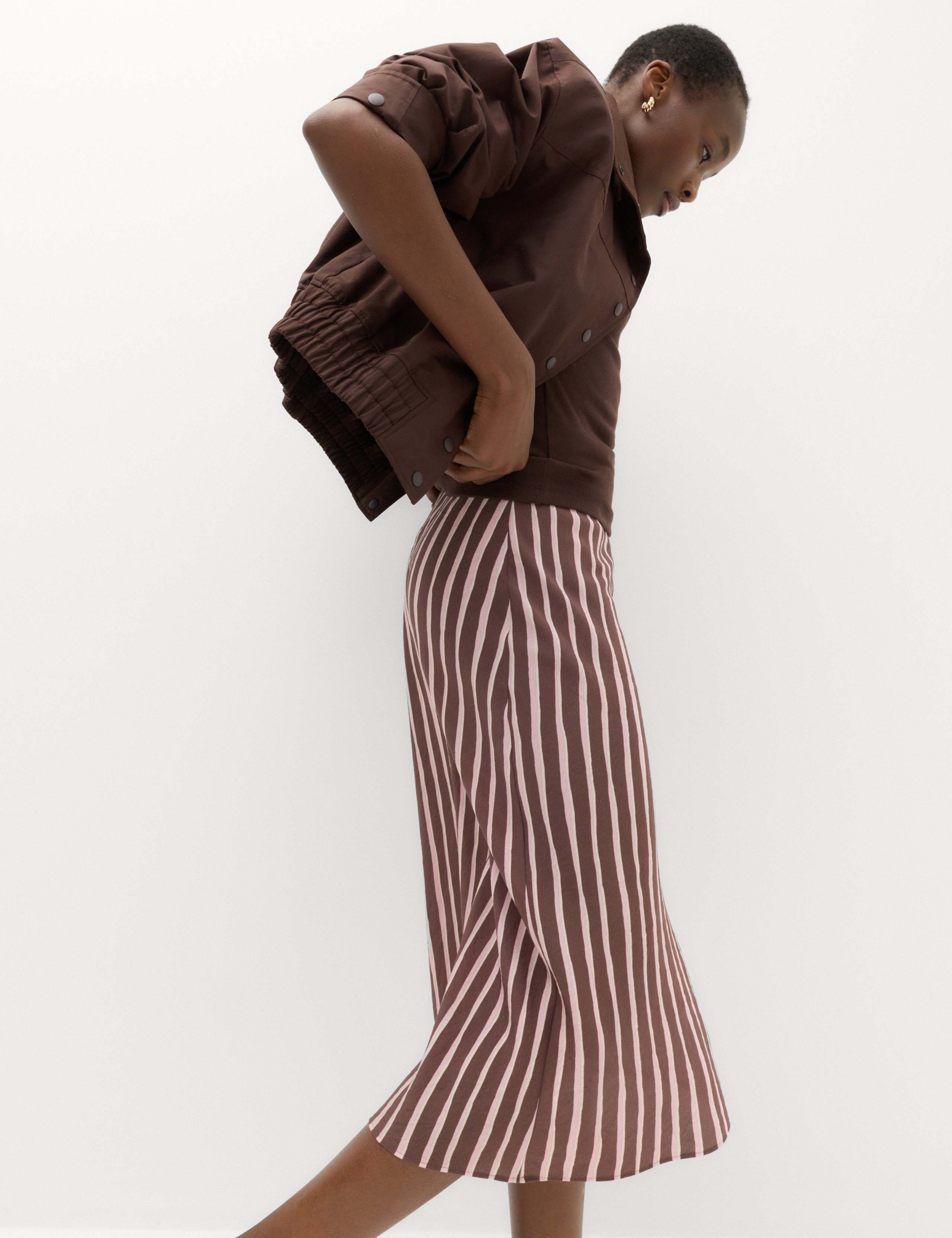 Striped Midi Straight Column Skirt 3 of 5