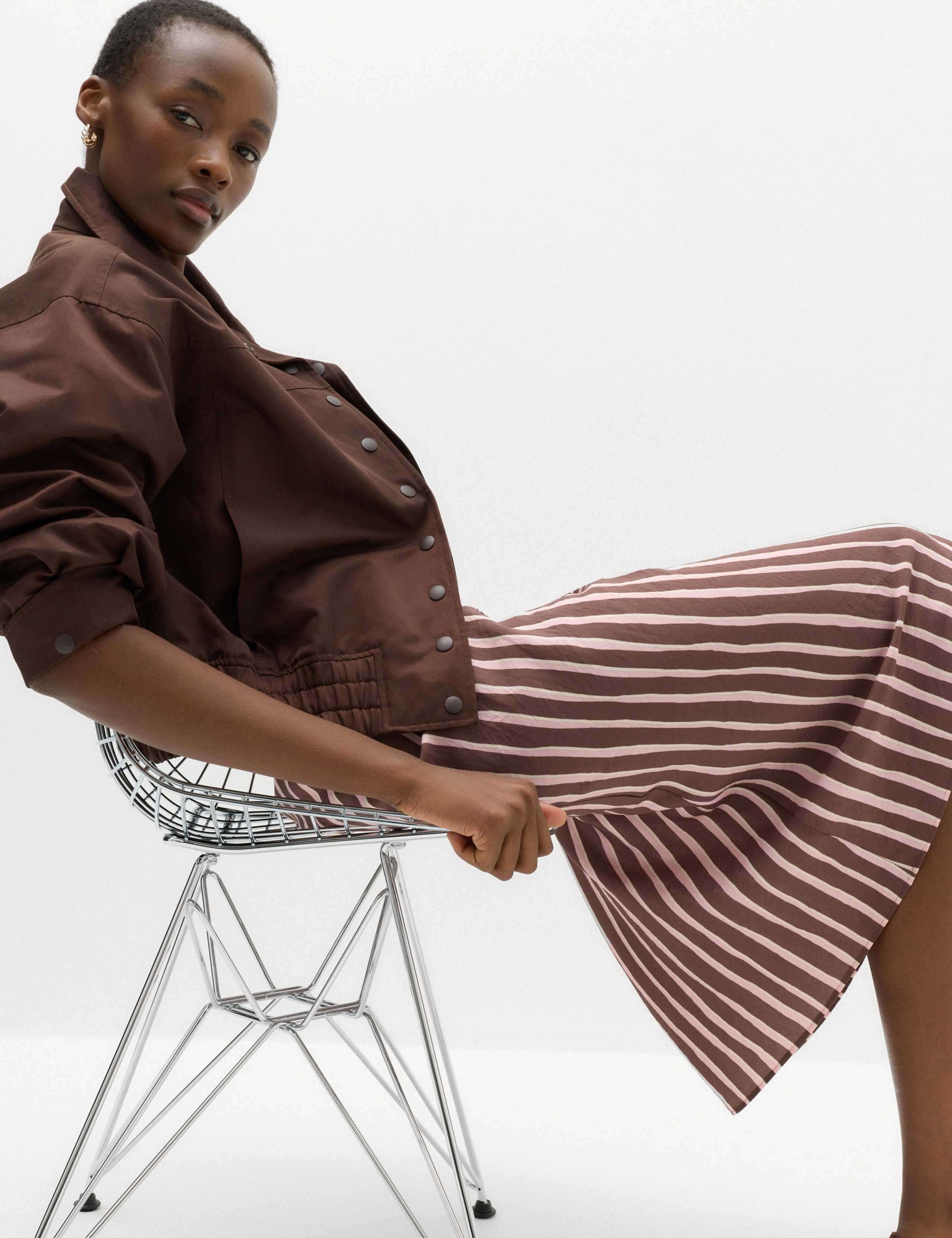Striped Midi Straight Column Skirt 5 of 5