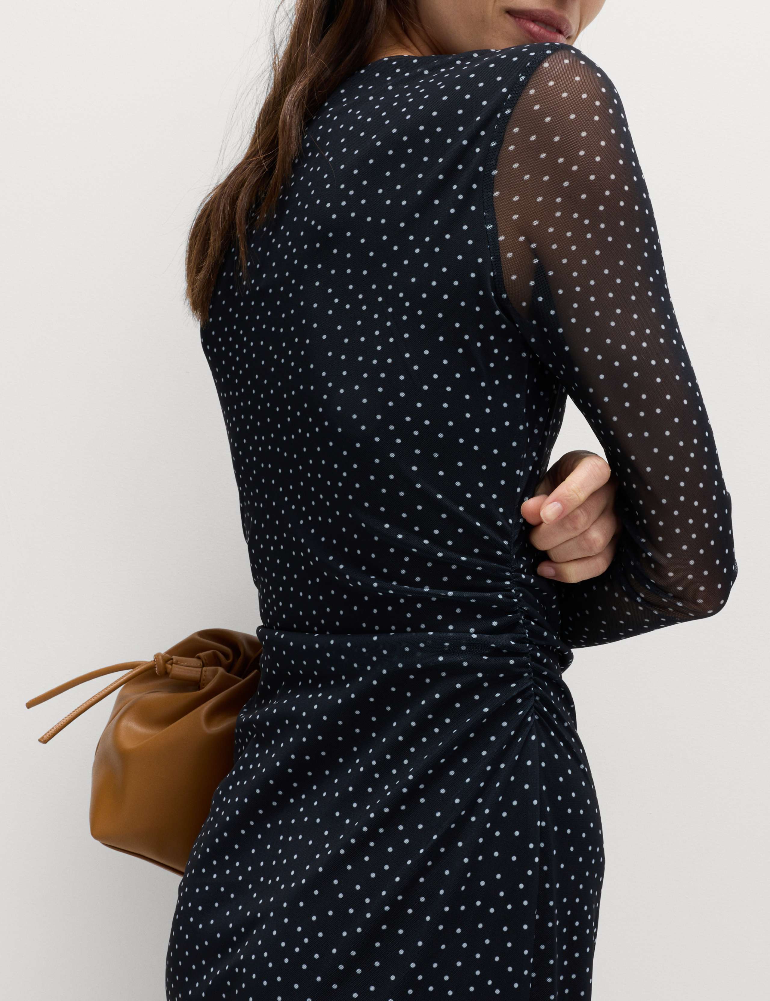 Jersey Mesh Spot Print Midi Column Dress 3 of 6