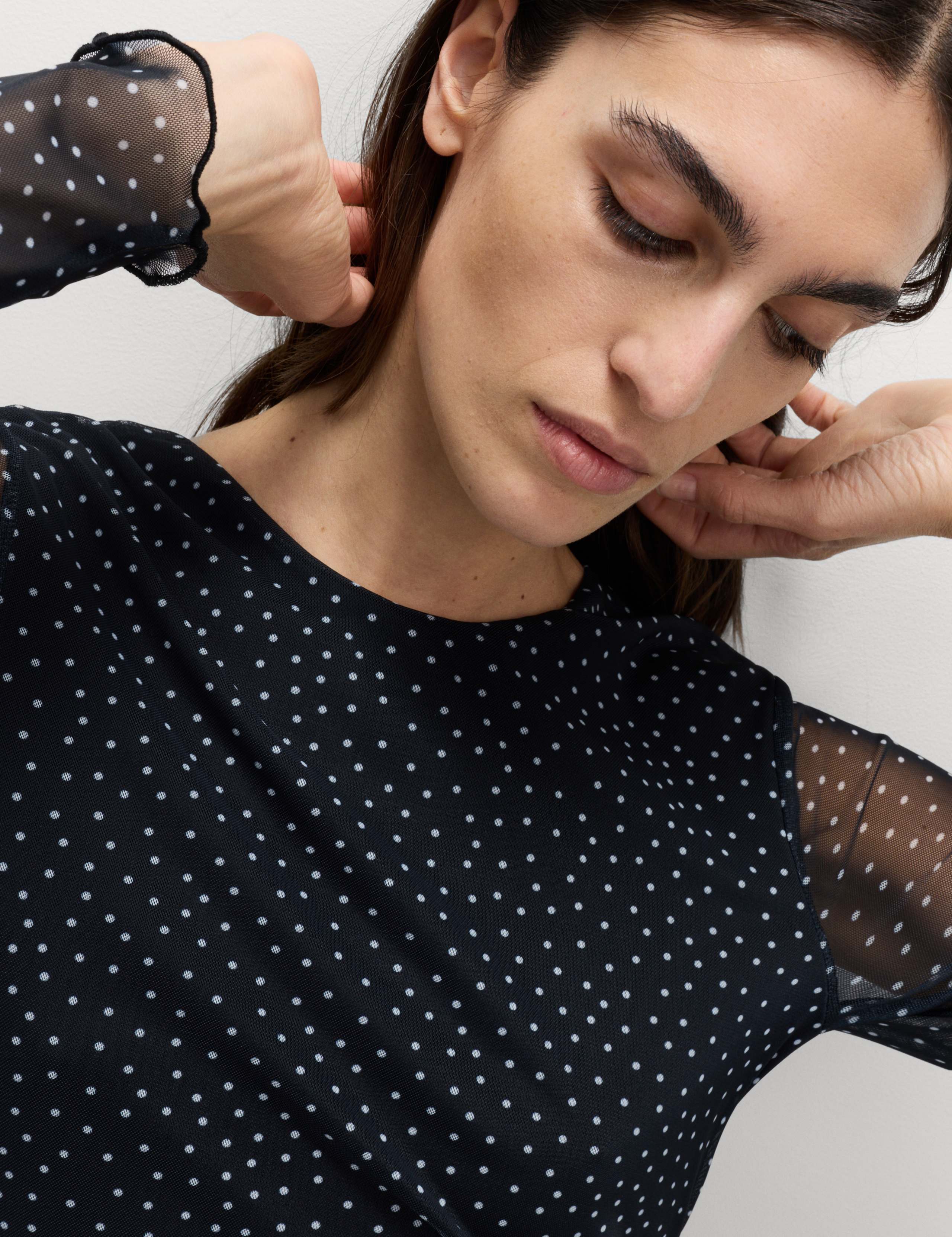 Jersey Mesh Spot Print Midi Column Dress 5 of 6