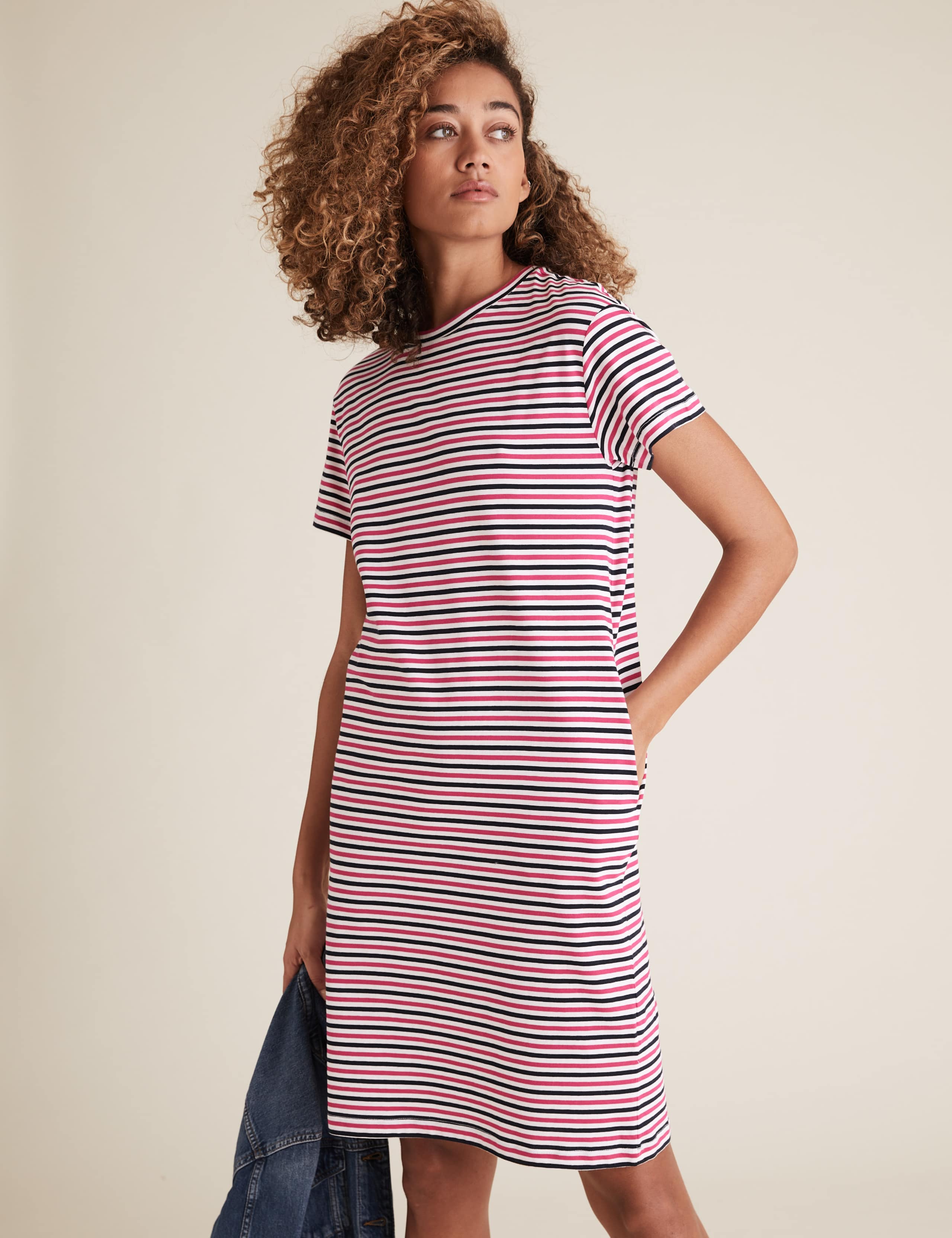 Pure Cotton Striped Mini T-Shirt Dress 1 of 6