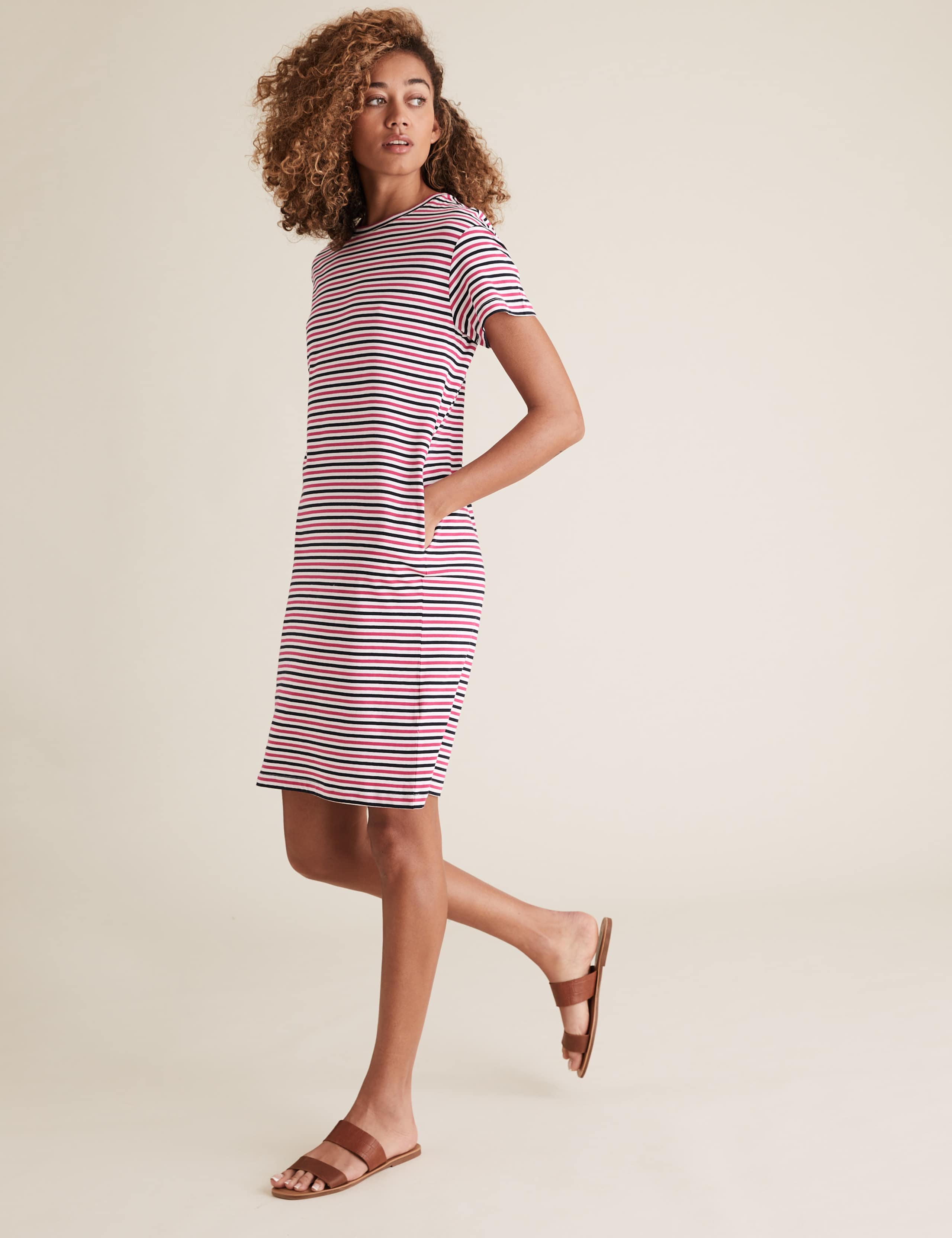 Pure Cotton Striped Mini T-Shirt Dress 3 of 6