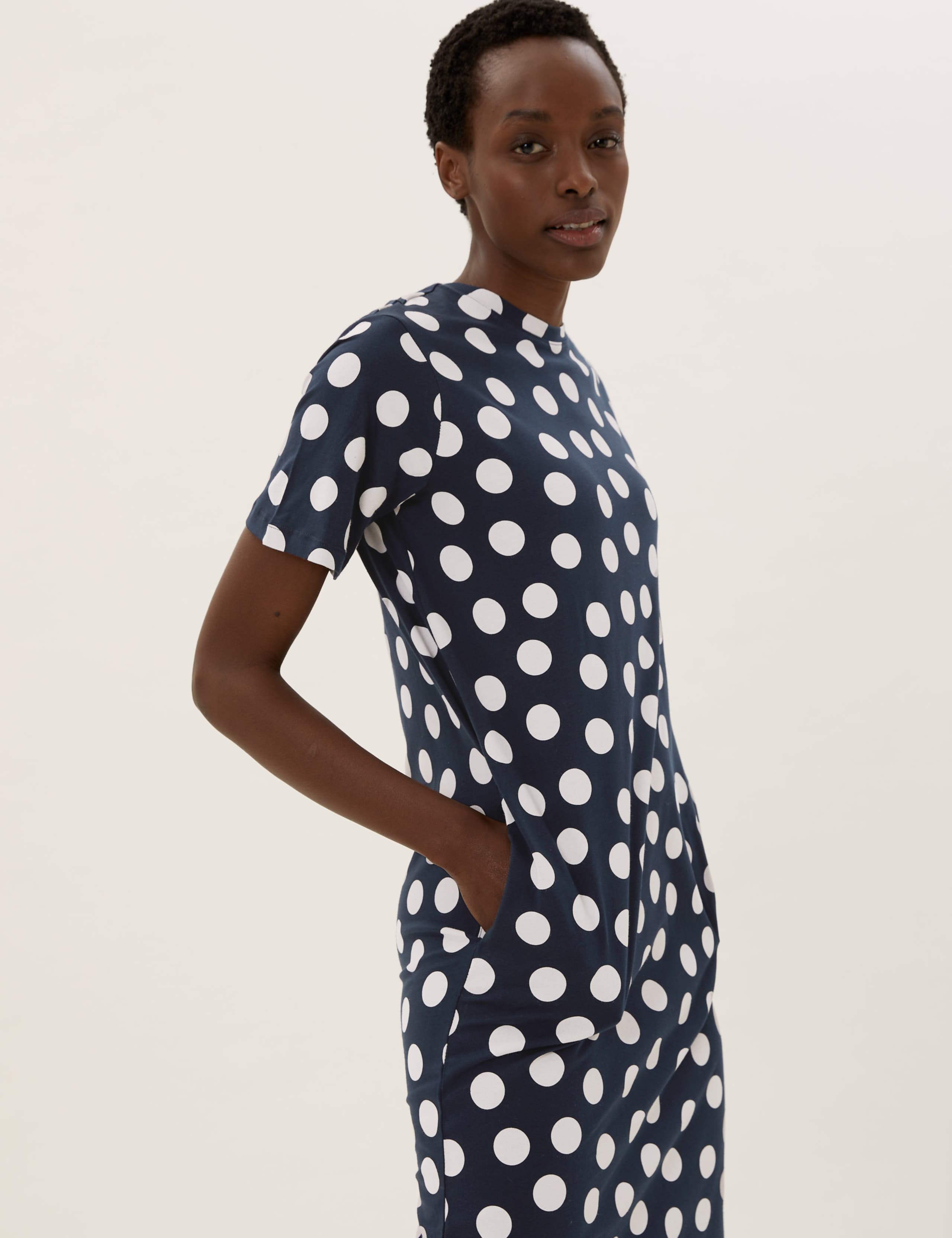 Pure Cotton Polka Dot Midi T-Shirt Dress 5 of 6