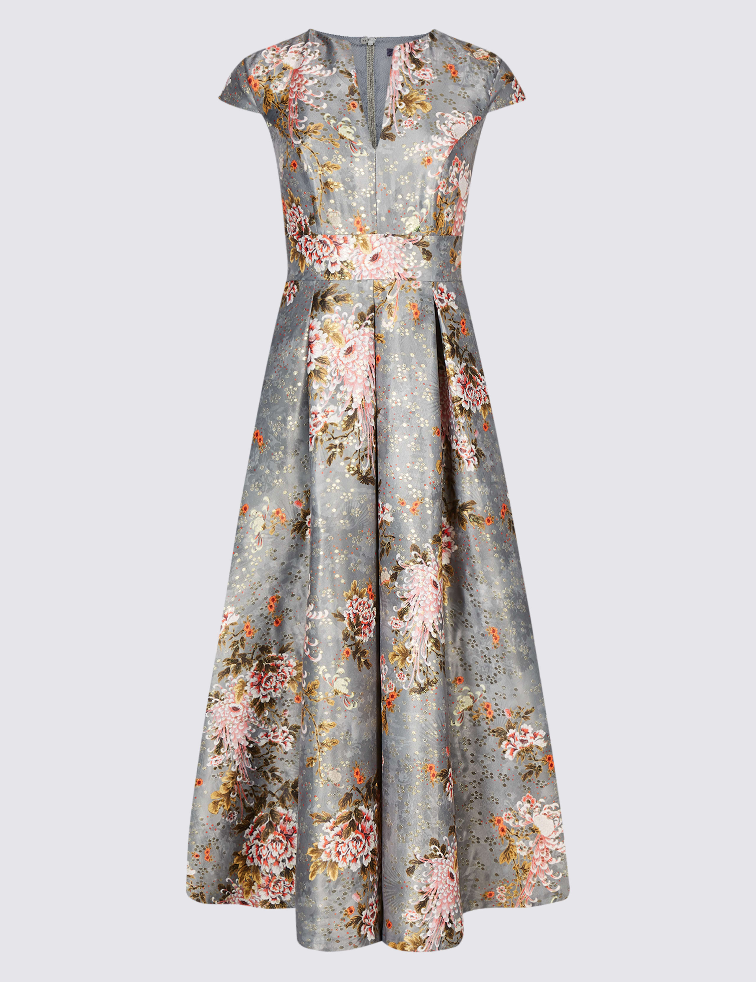 Jacquard Cap Sleeve Prom Midi Dress 2 of 6
