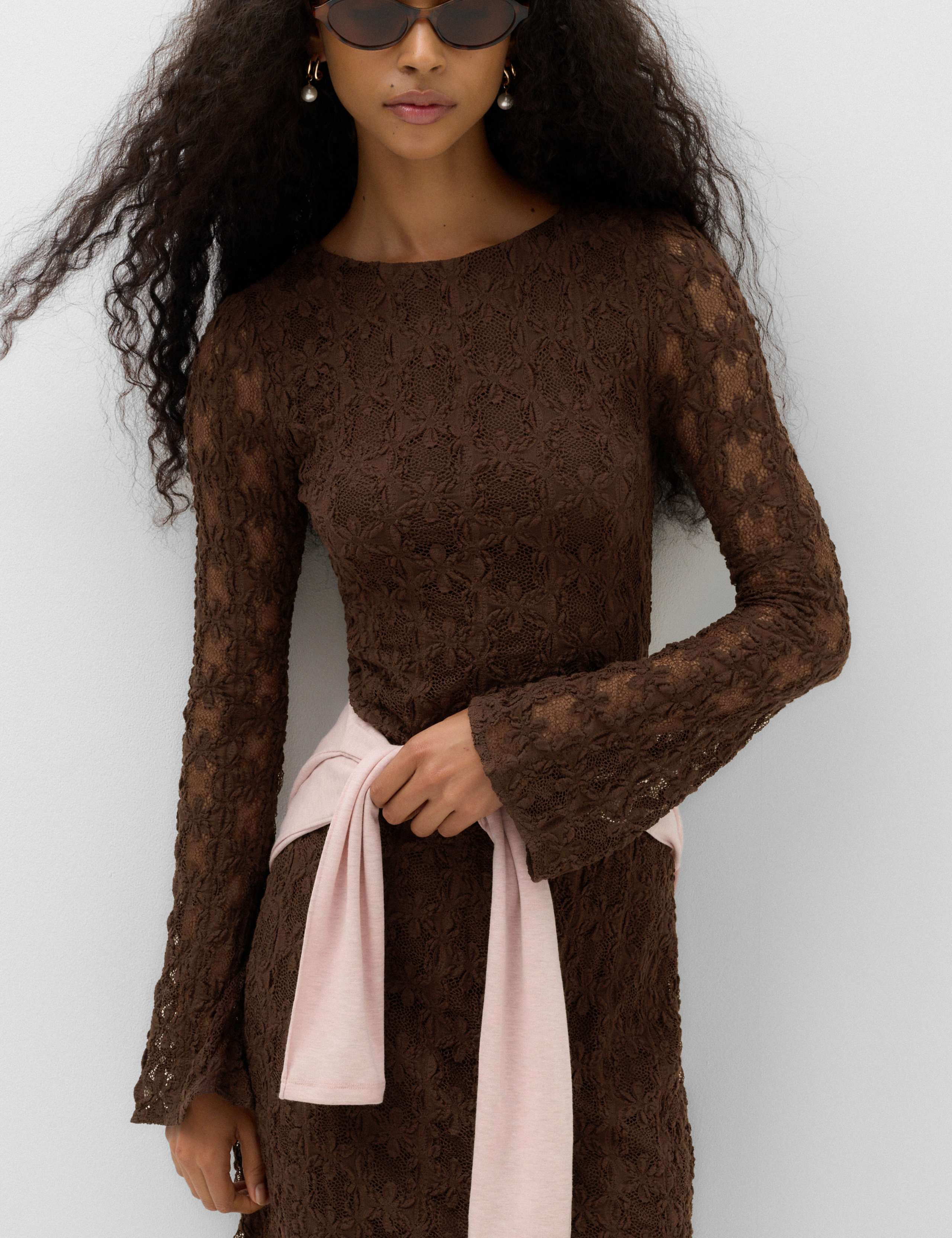 Jersey Lace Mini Skater Dress 5 of 6