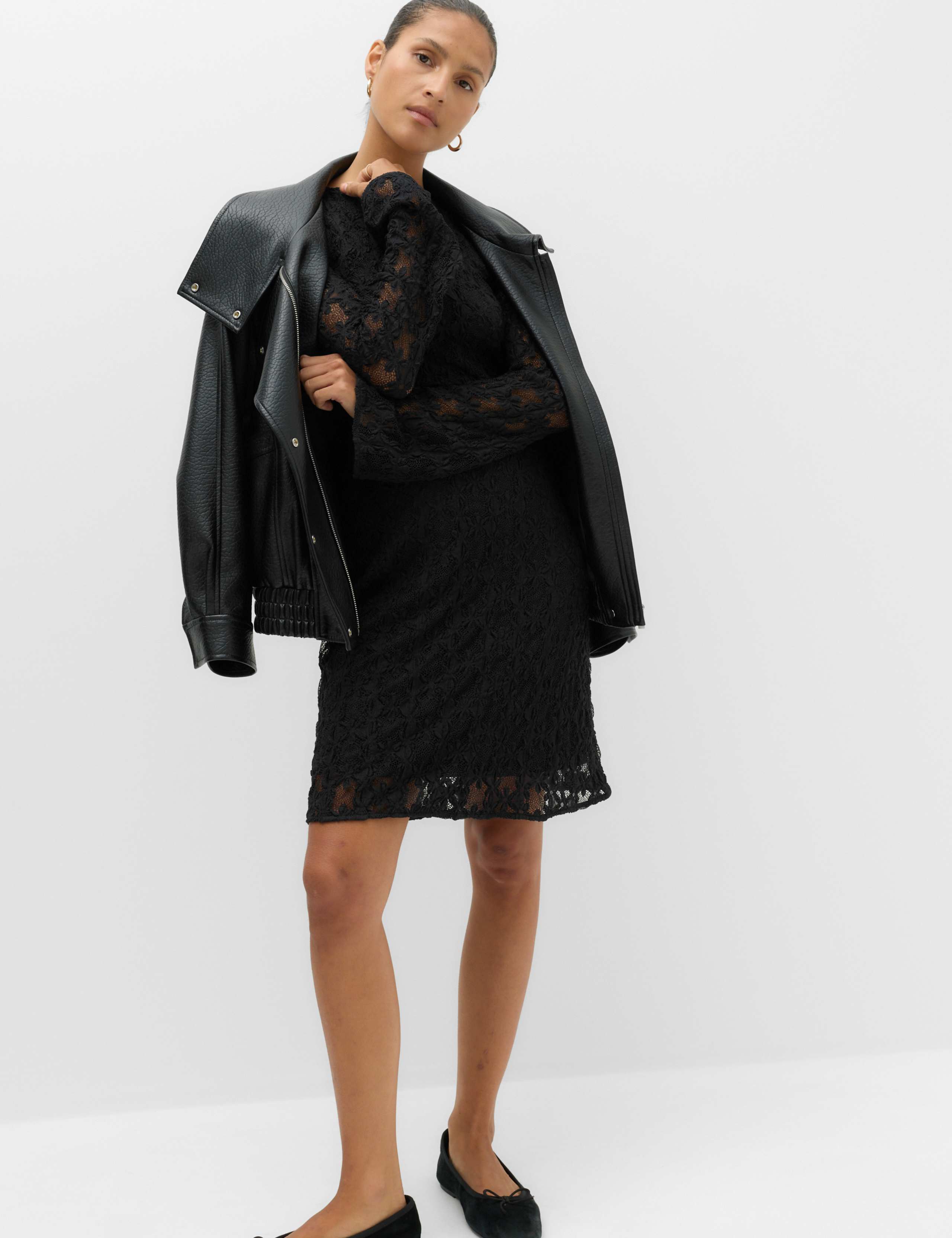 Jersey Lace Mini Skater Dress 3 of 6