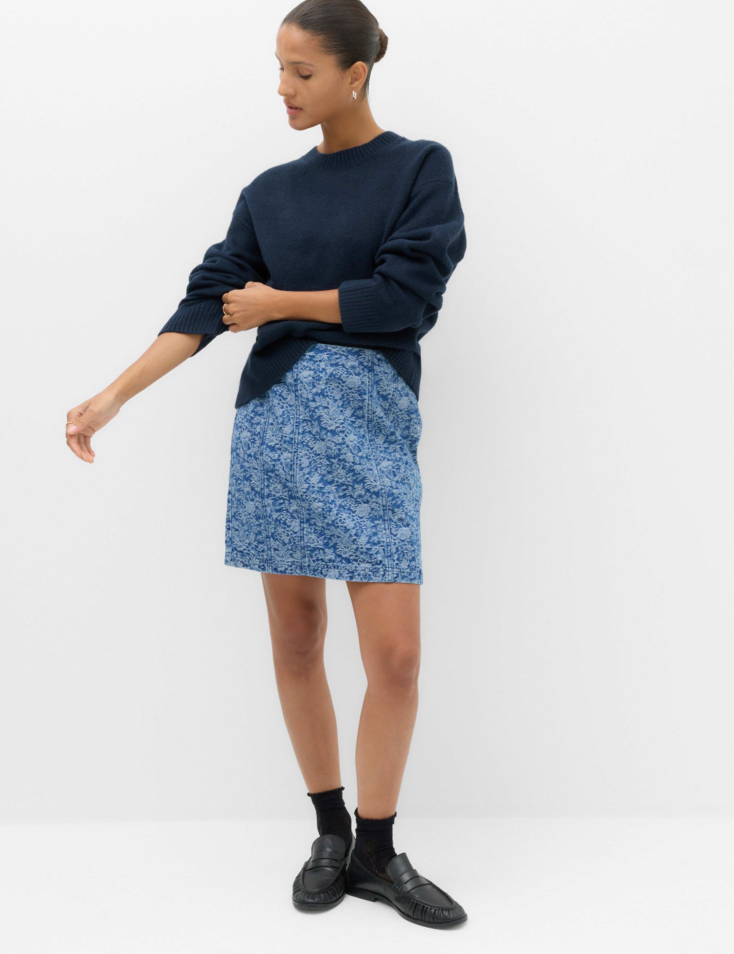 Denim Jacquard Mini A-Line Skirt 5 of 5