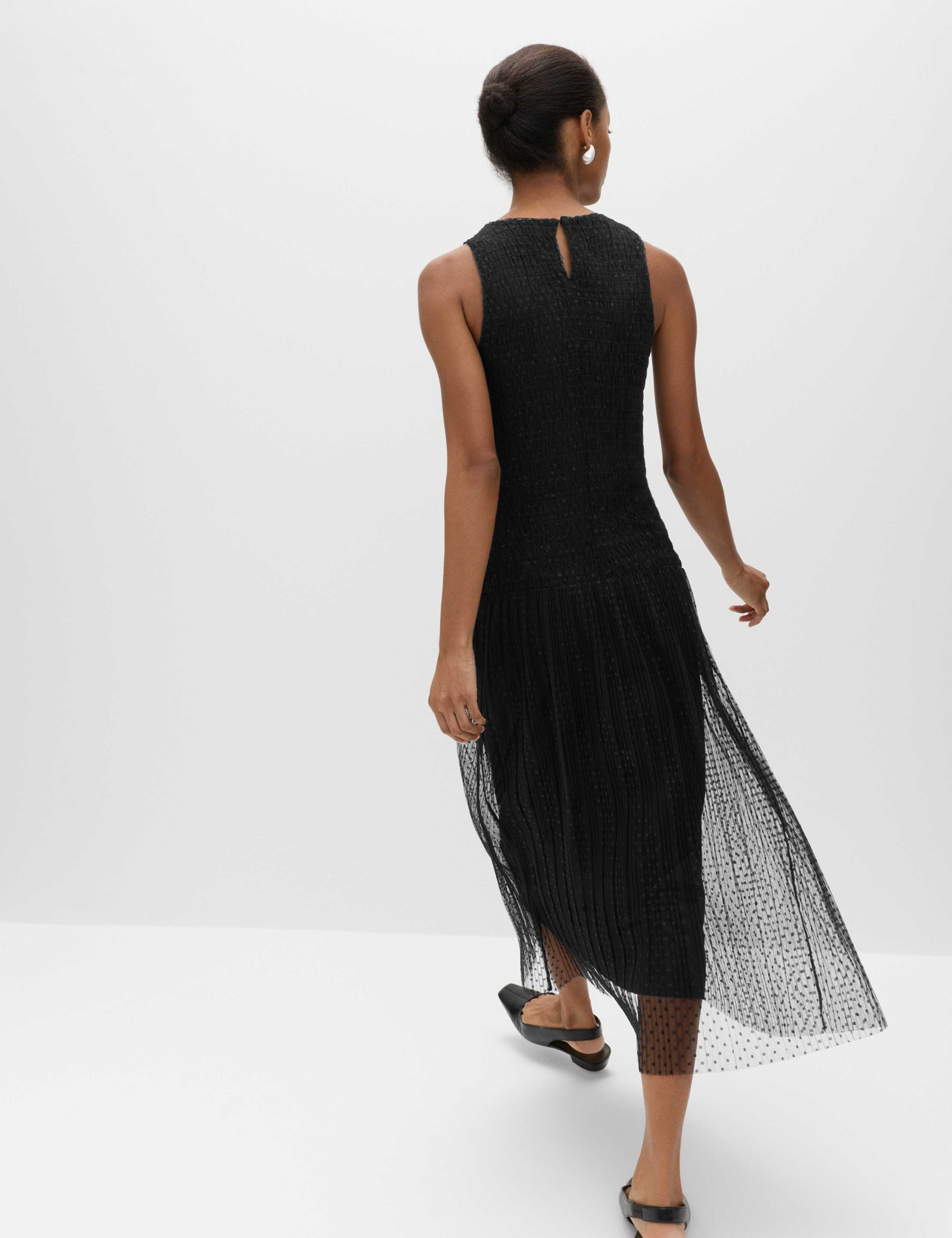 Mesh Jersey Midaxi Shirred Dress 6 of 7