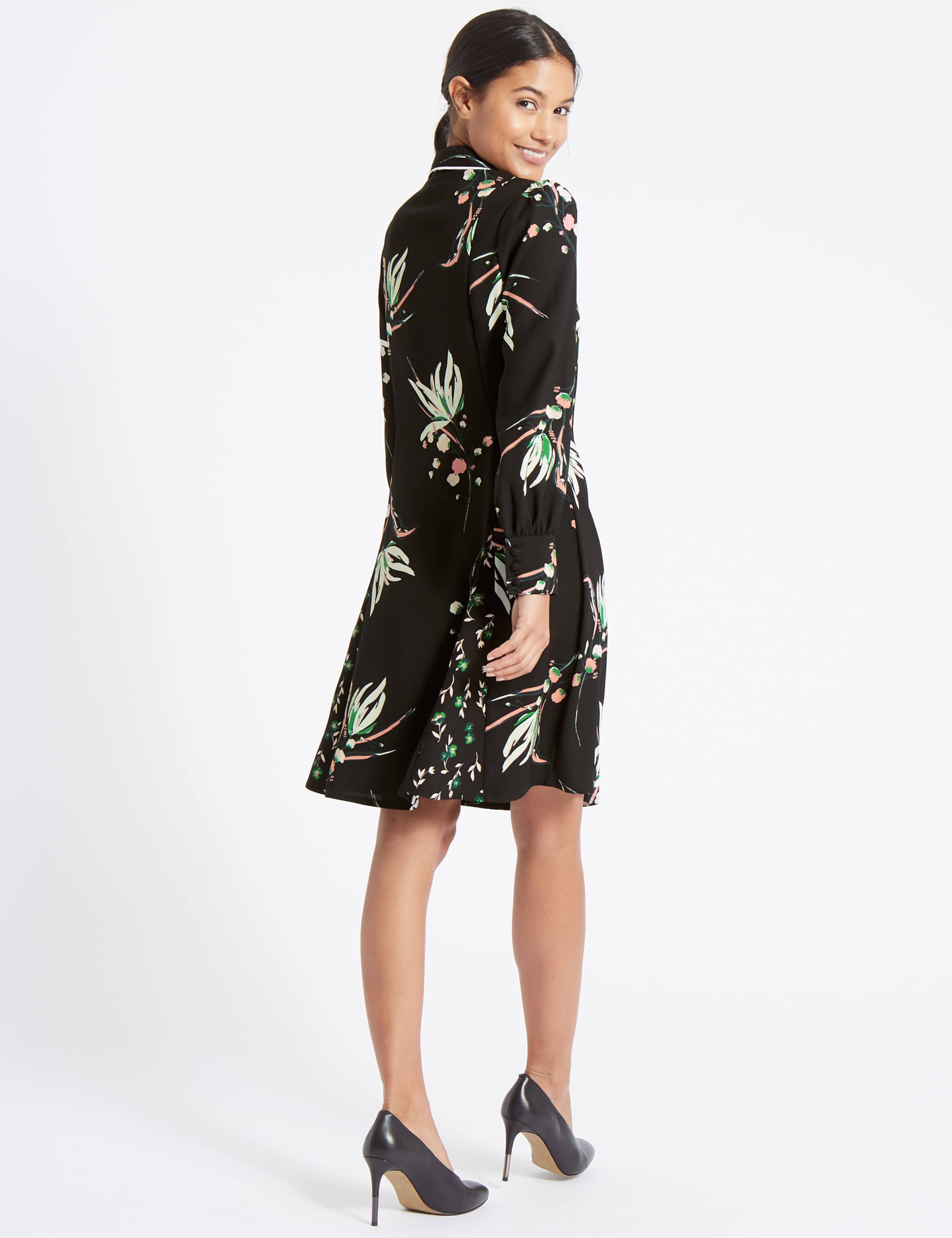 Printed Long Sleeve Shirt Dress 4 of 4