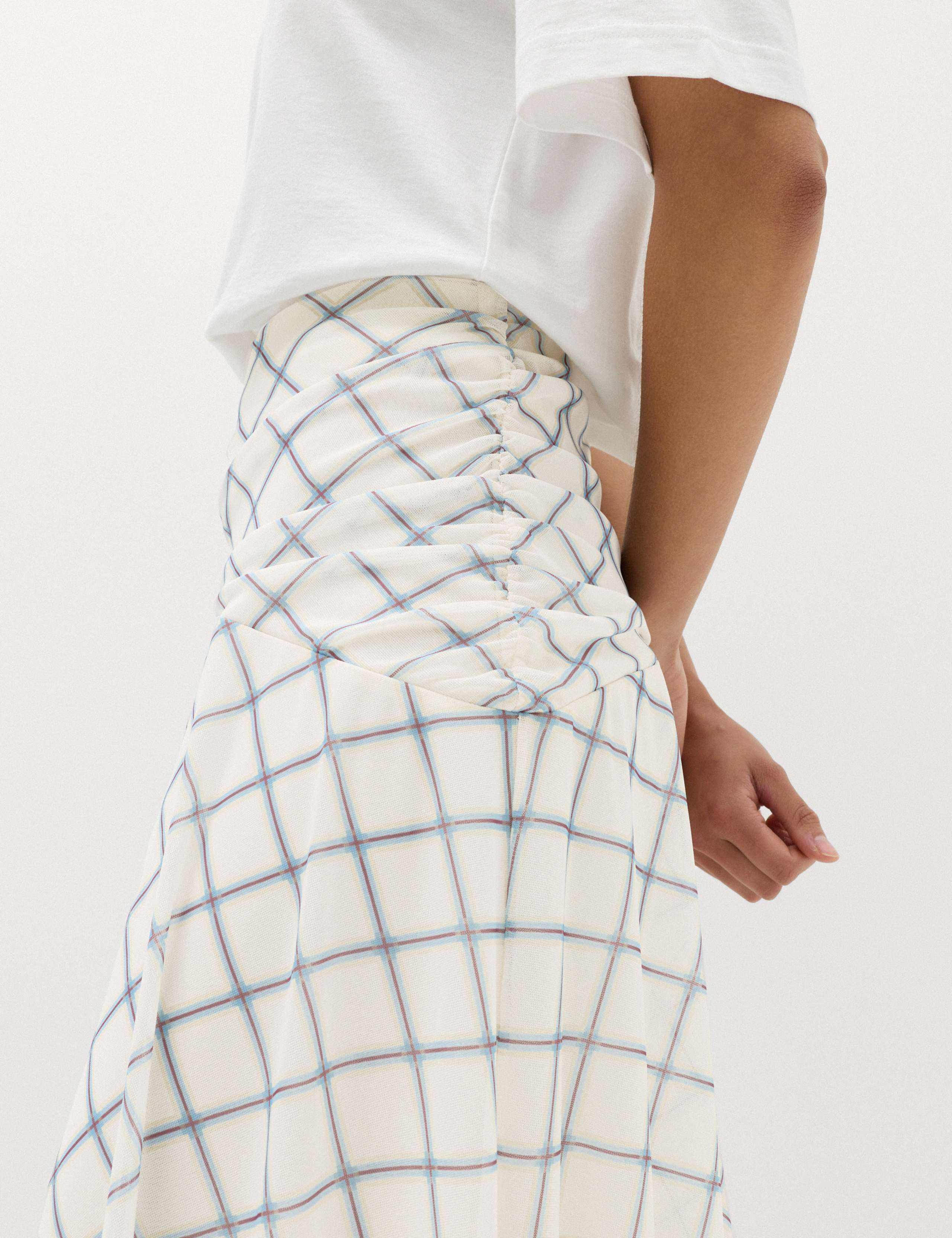 Mesh Checked Midi A-Line Skirt 3 of 7