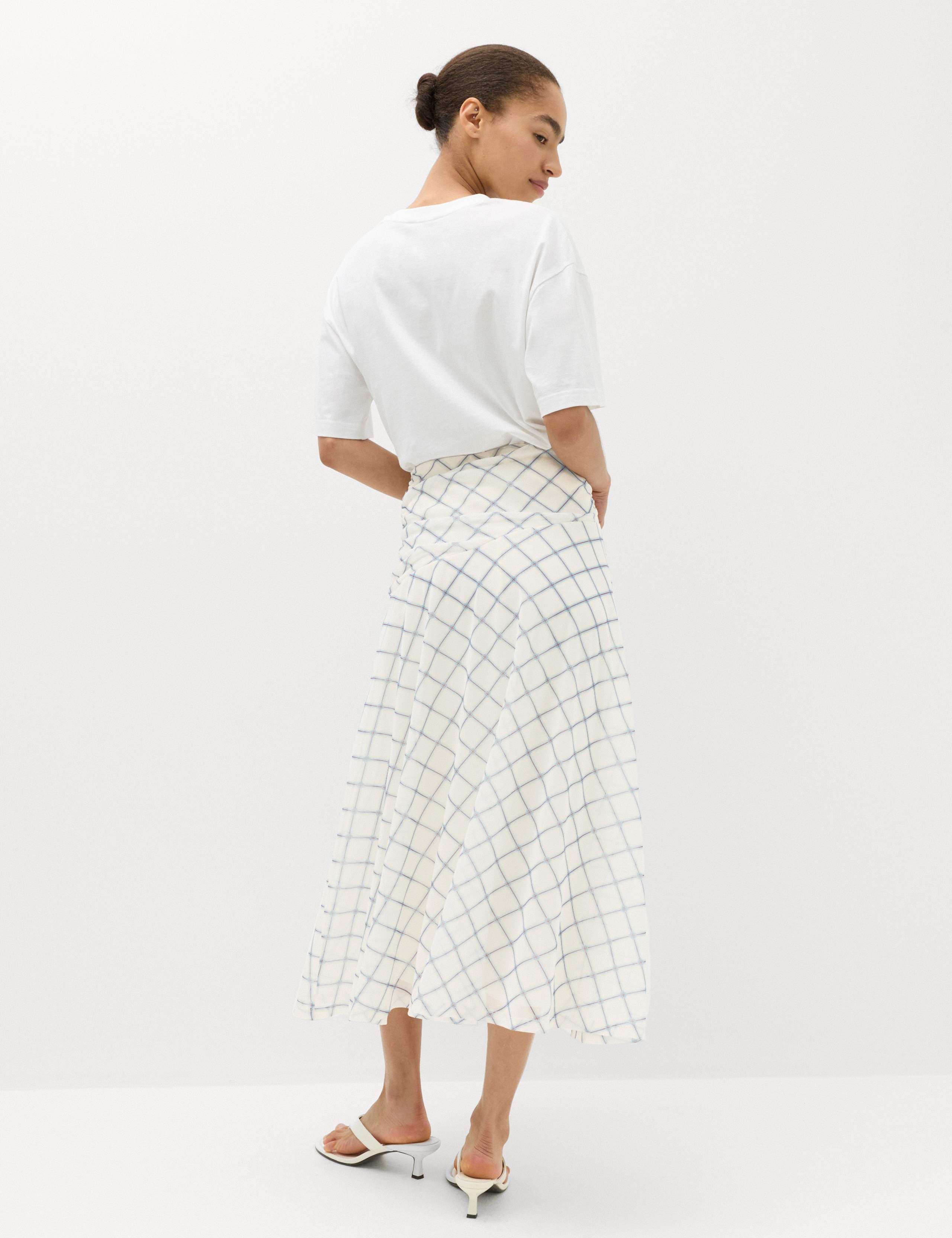 Mesh Checked Midi A-Line Skirt 6 of 7