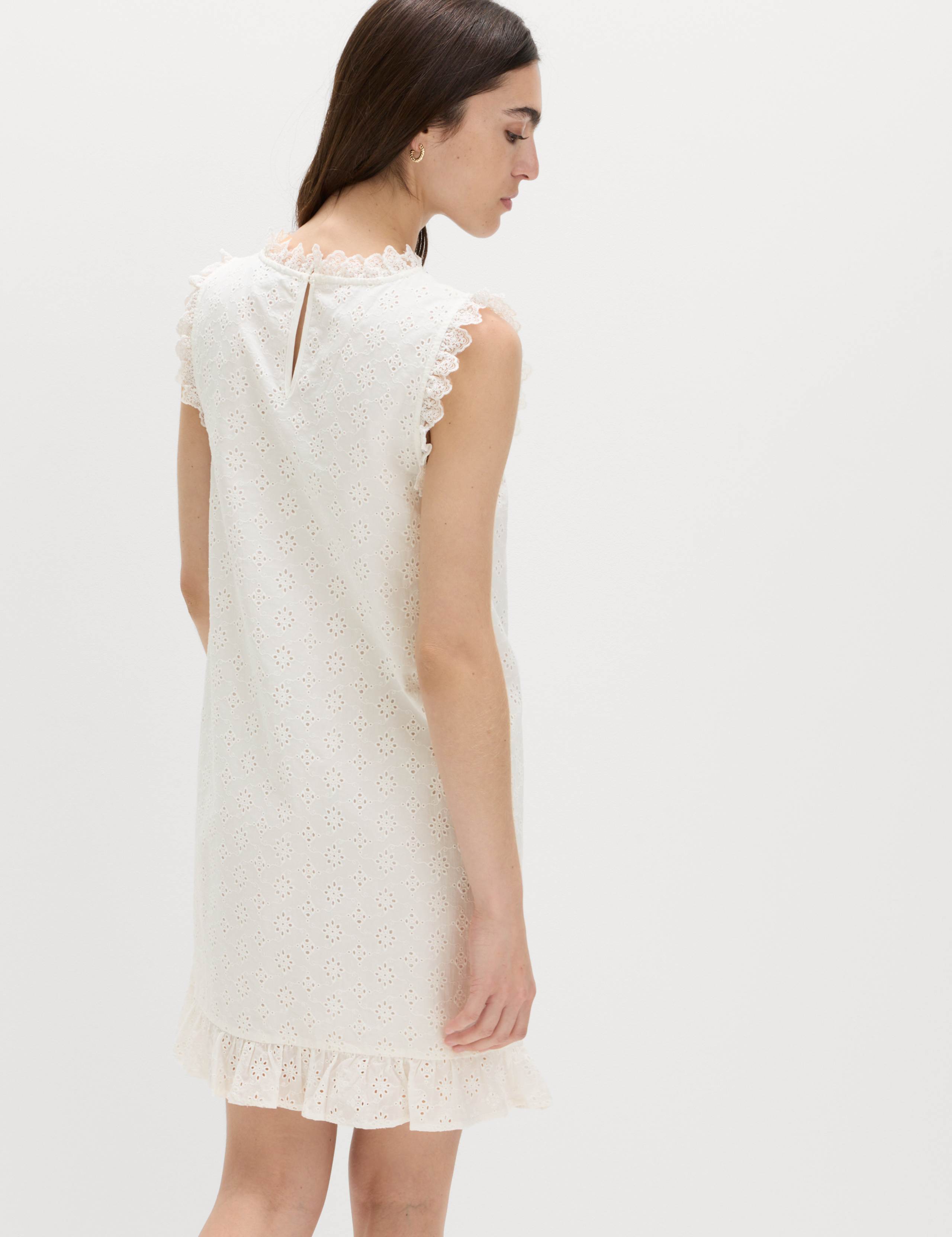 Pure Cotton Broderie Mini Shift Dress 3 of 6