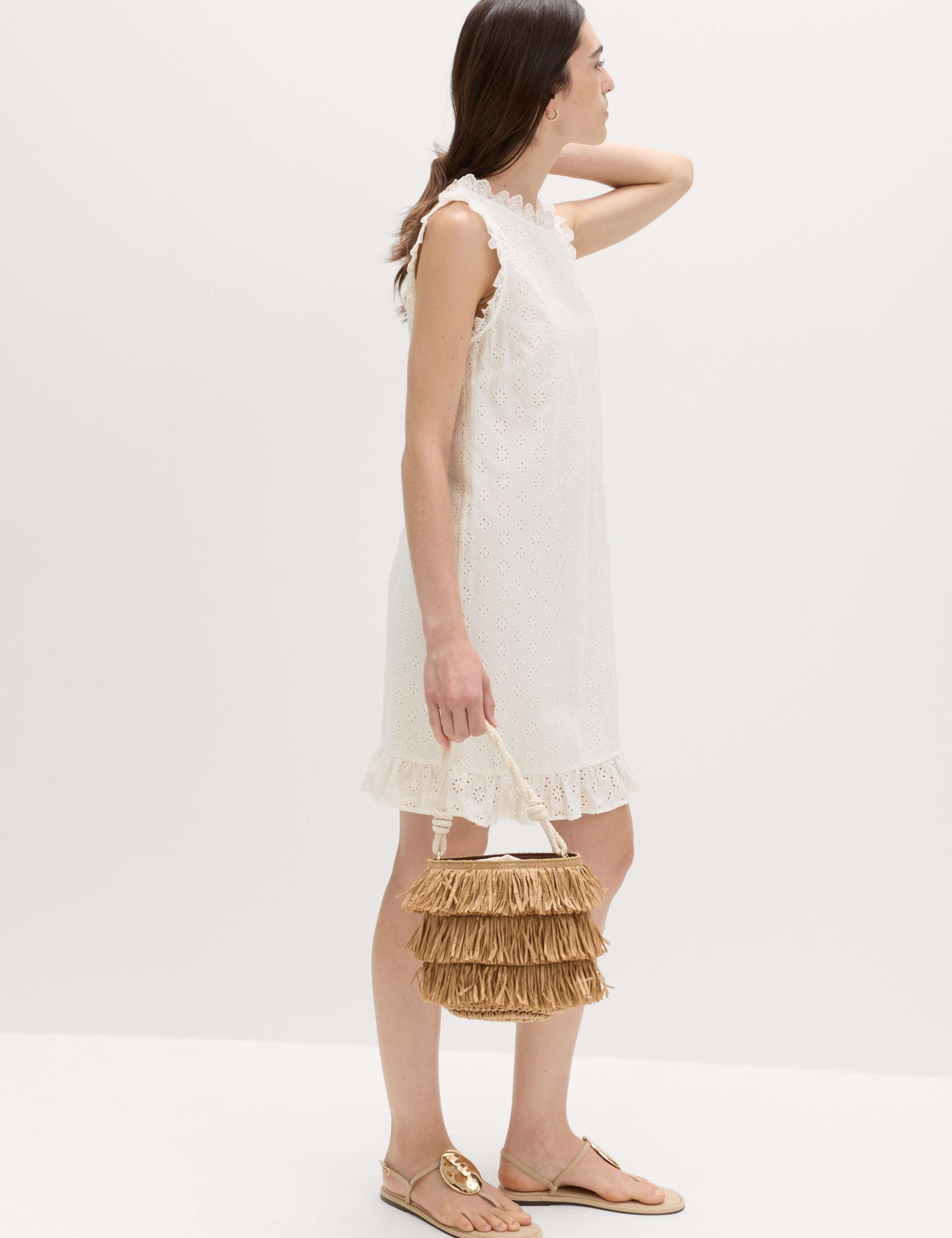 Pure Cotton Broderie Mini Shift Dress 4 of 6