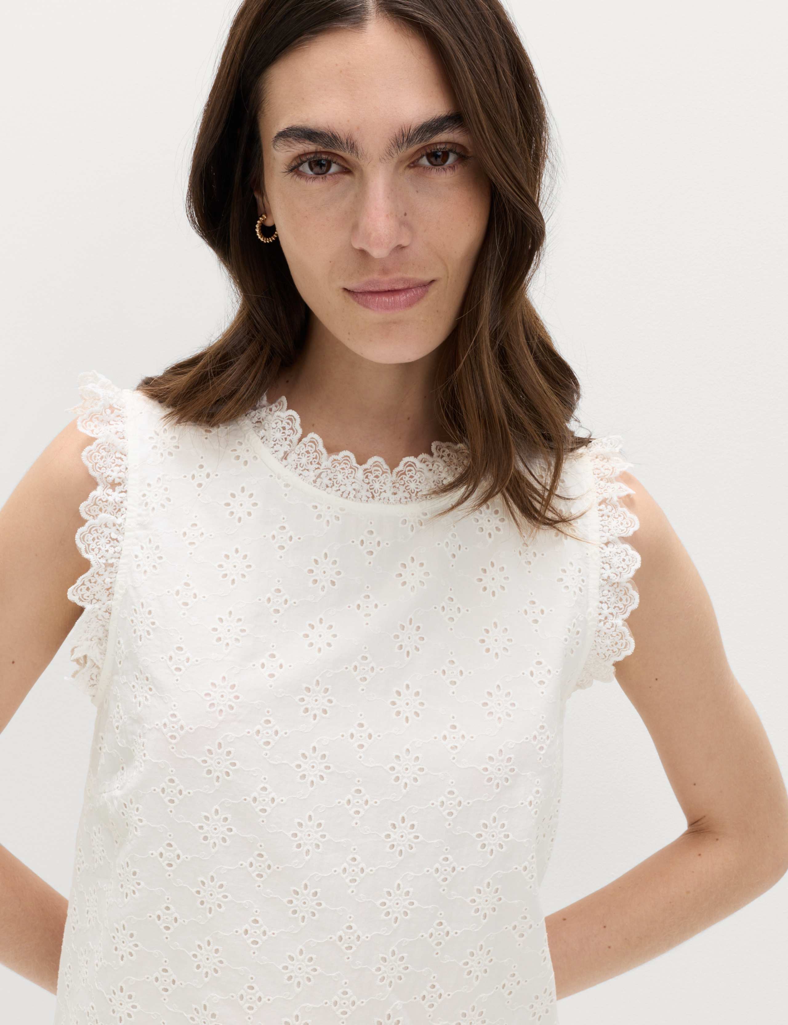 Pure Cotton Broderie Mini Shift Dress 5 of 6