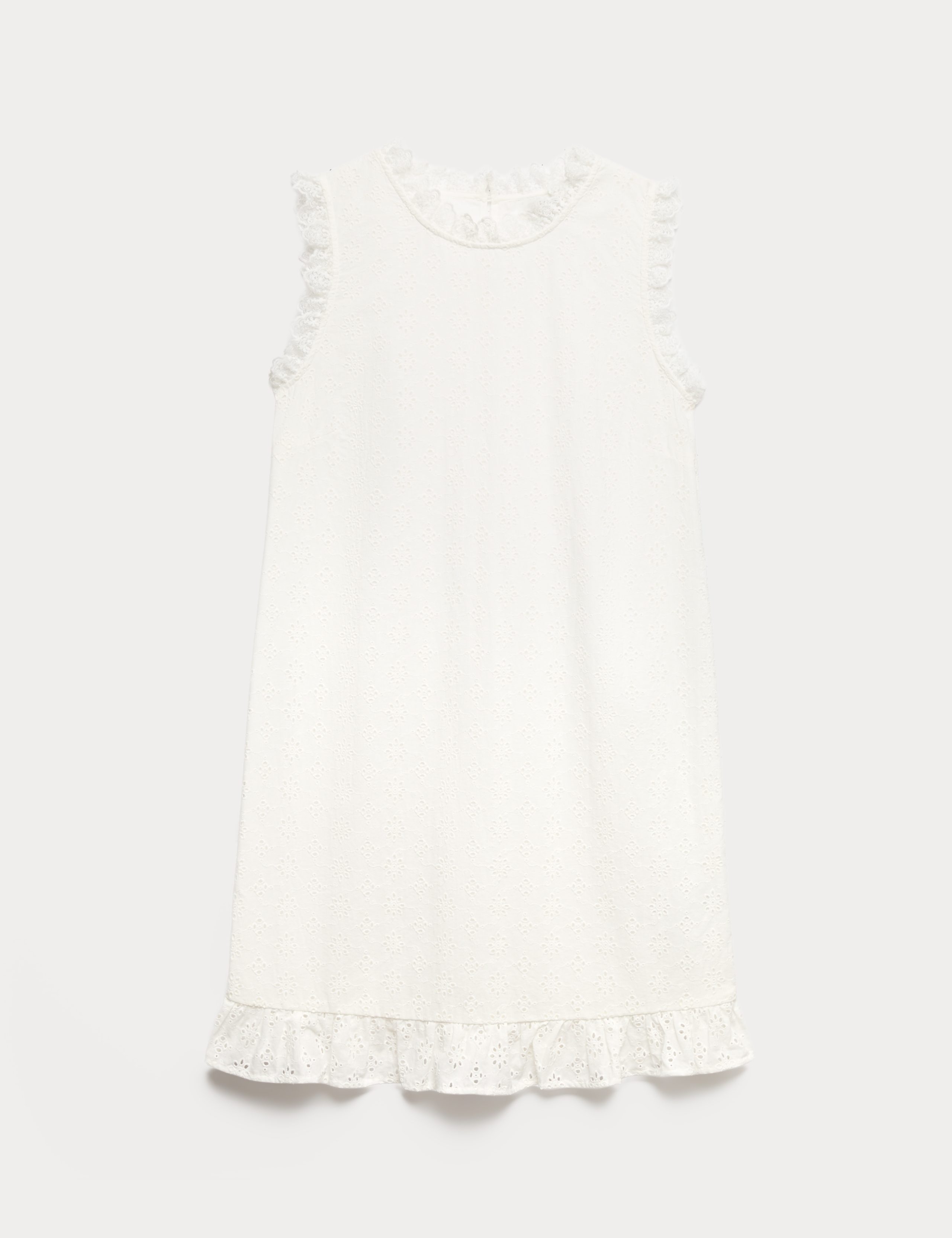 Pure Cotton Broderie Mini Shift Dress 2 of 6