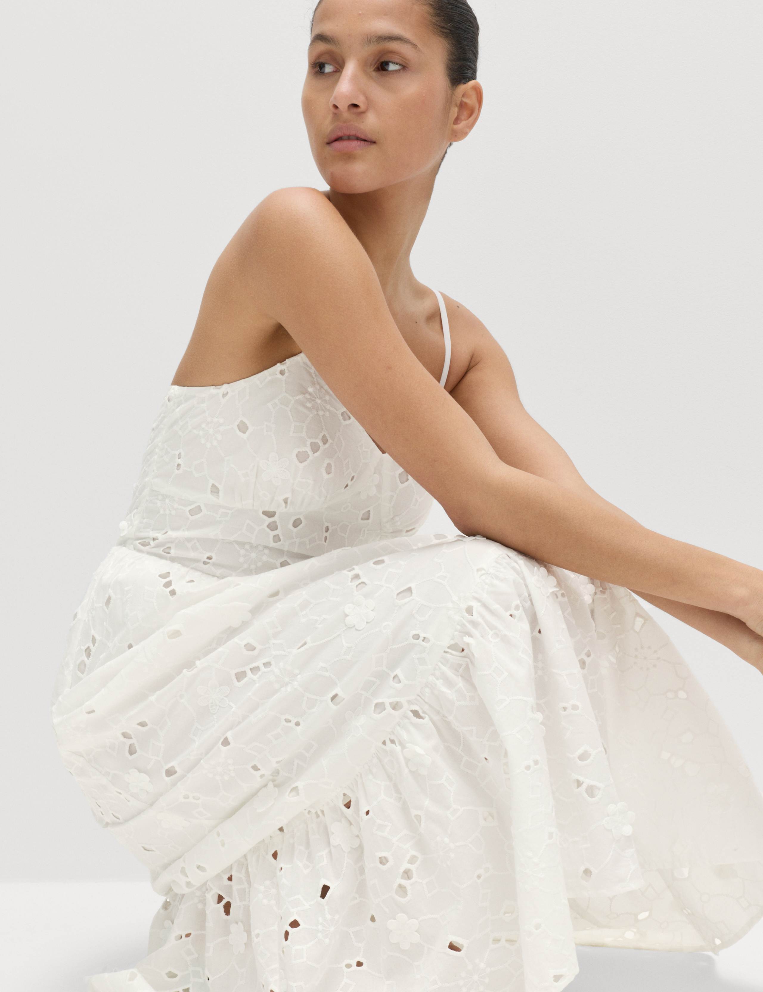 Pure Cotton Broderie Midaxi Cami Dress 6 of 6