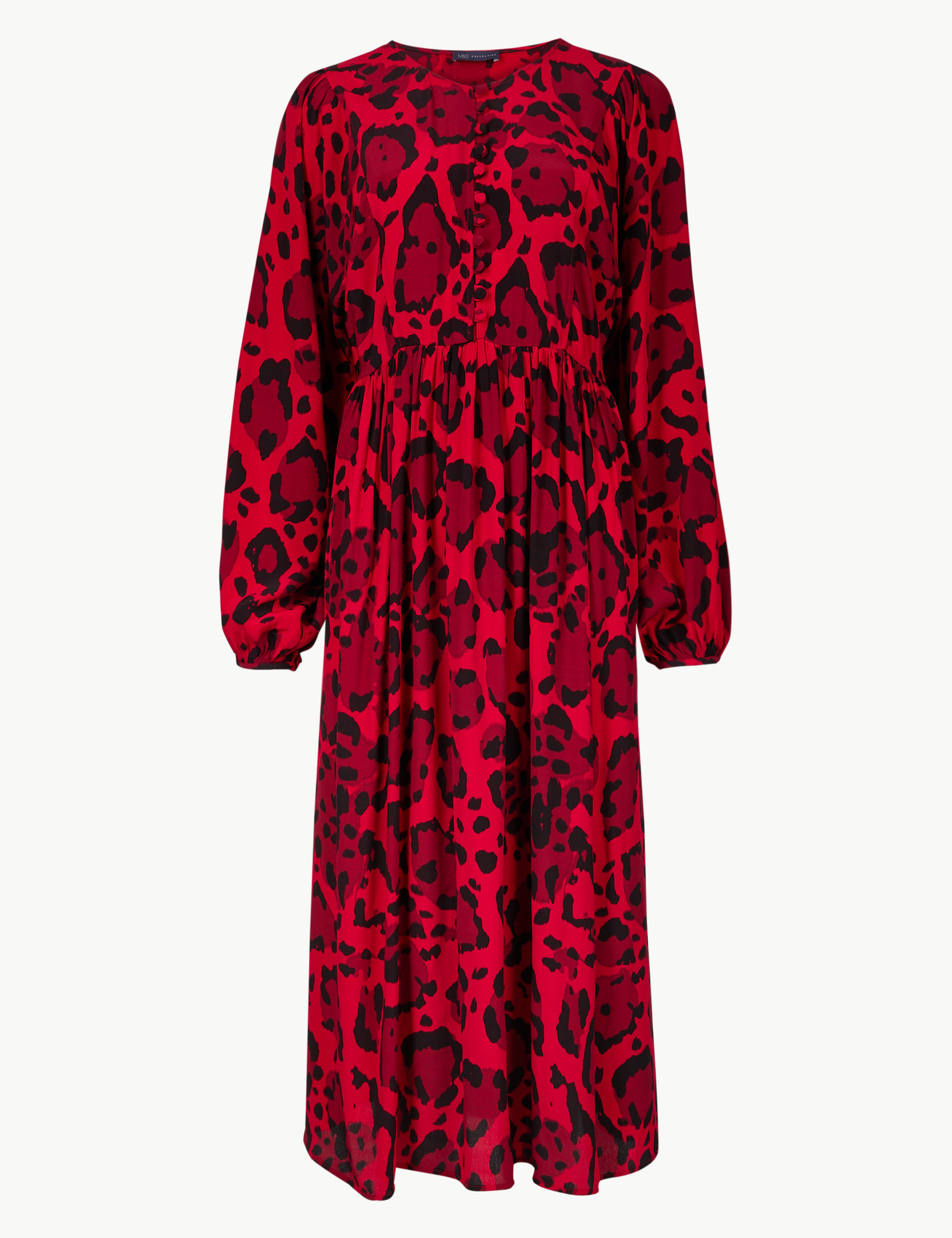 Animal Print Long Sleeve Tea Midi Dress 2 of 5